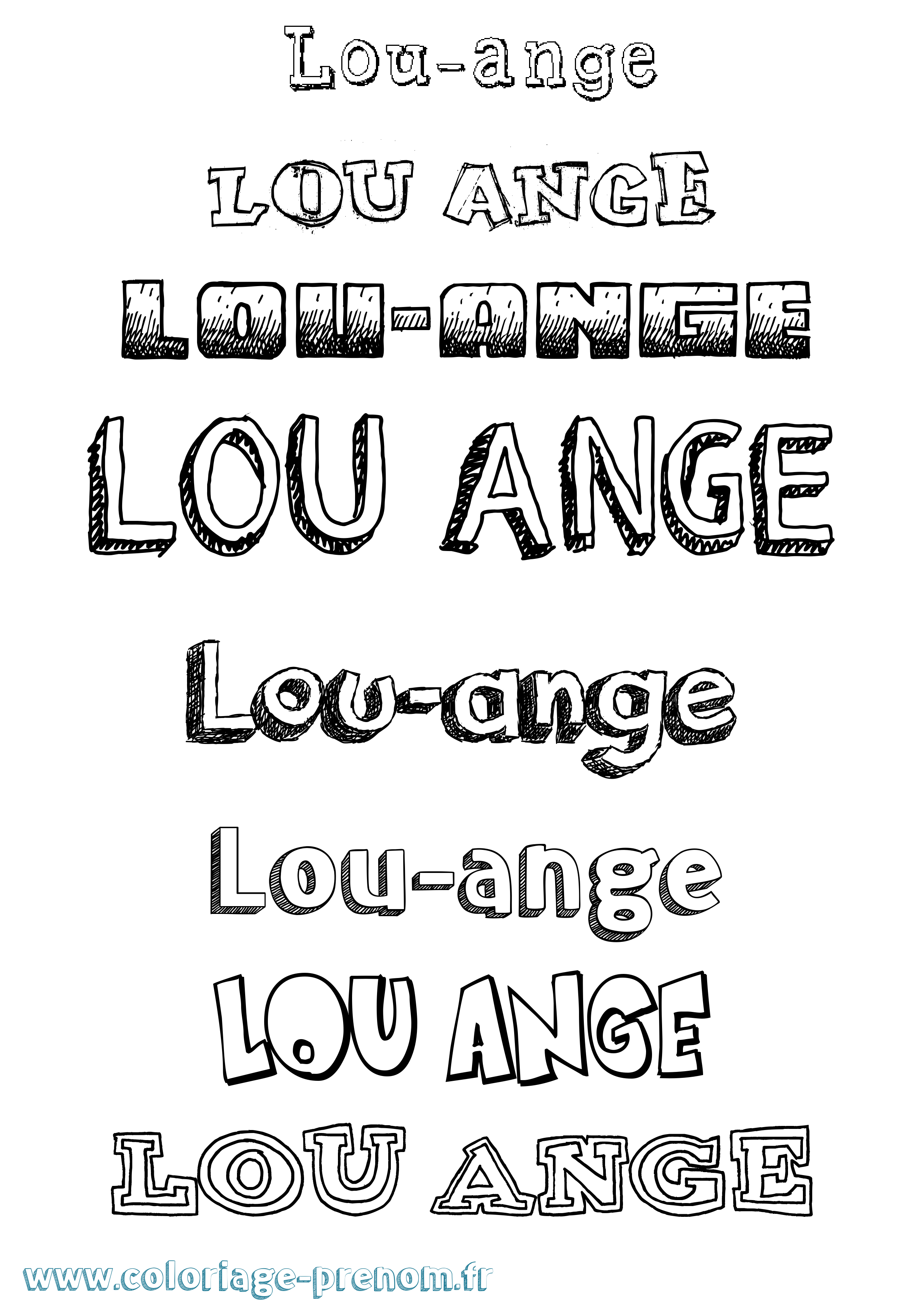 Coloriage Lou-Ange Dessiné Coloriage prénom Lou-Ange Dessiné