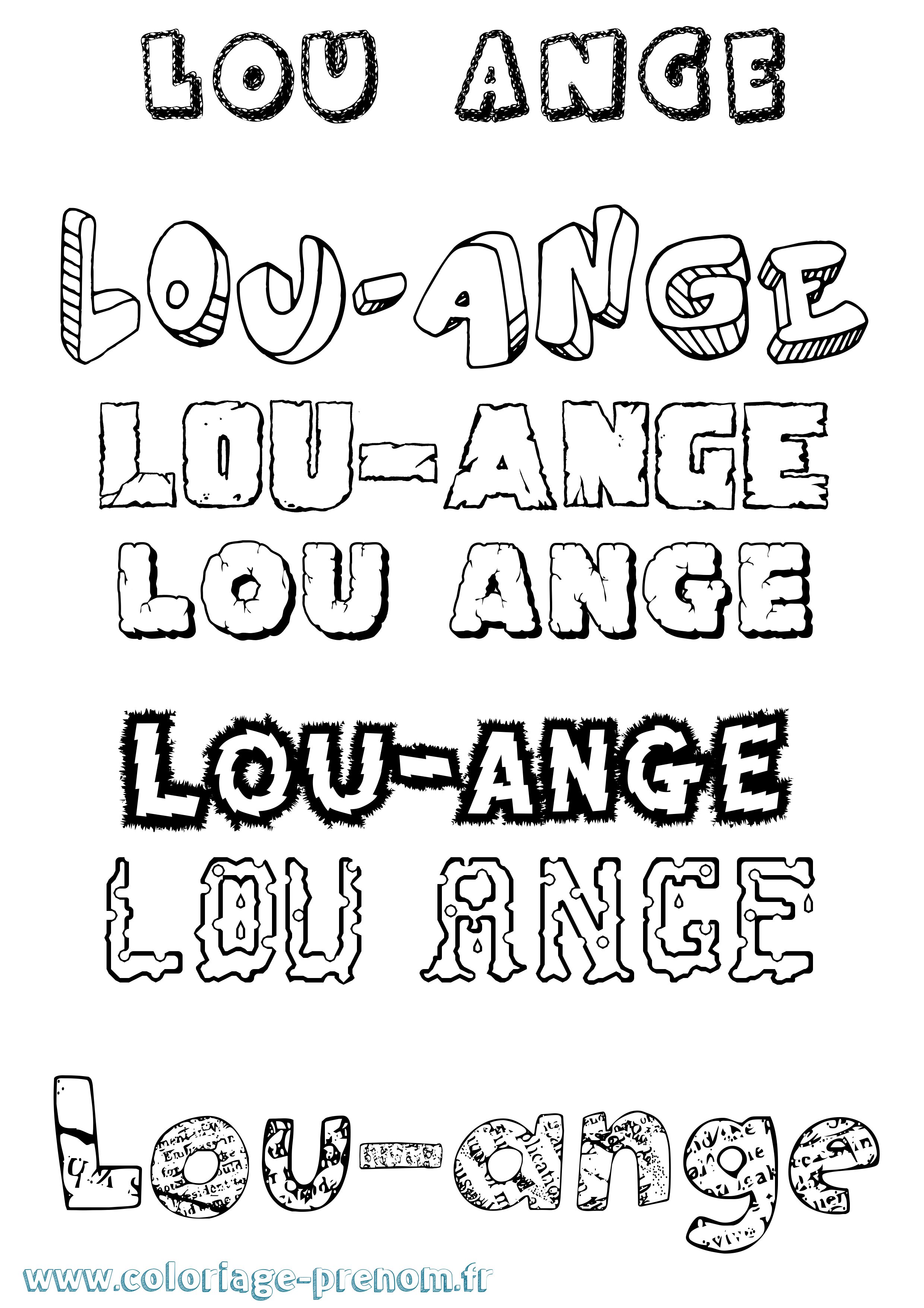 Coloriage Lou-Ange Destructuré Coloriage prénom Lou-Ange Destructuré