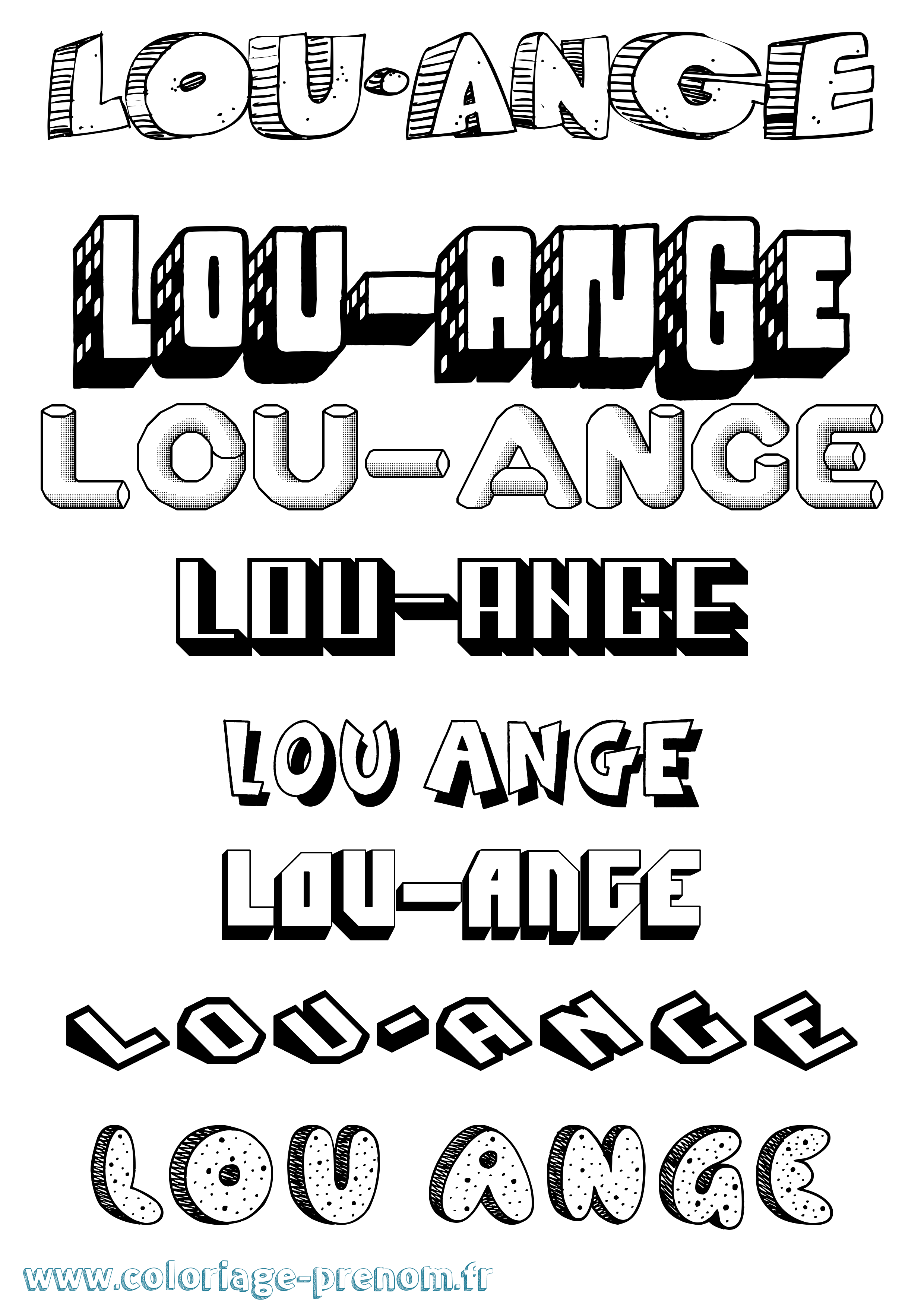 Coloriage Lou-Ange Effet 3D Coloriage prénom Lou-Ange Effet 3D