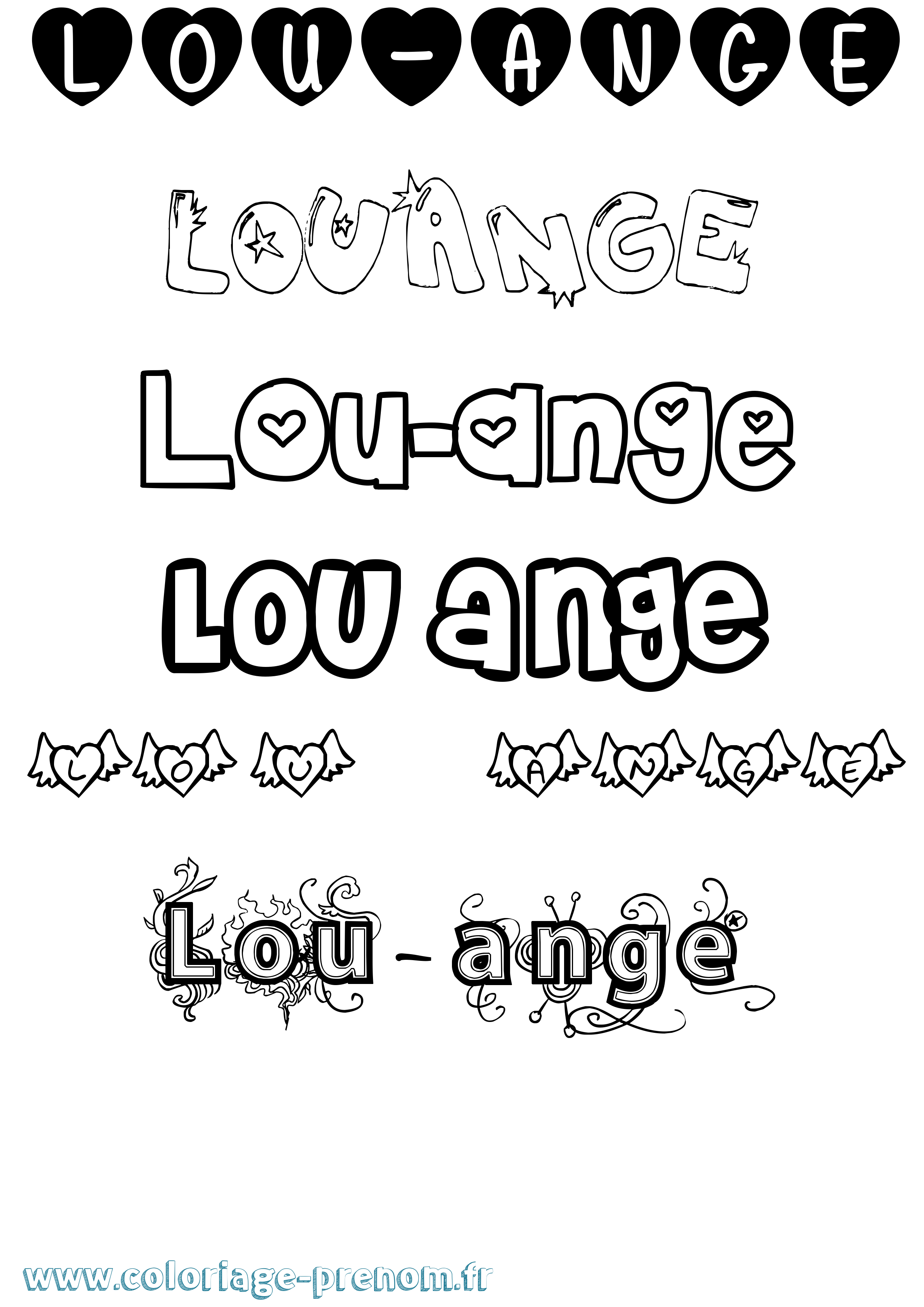 Coloriage Lou-Ange Girly Coloriage prénom Lou-Ange Girly