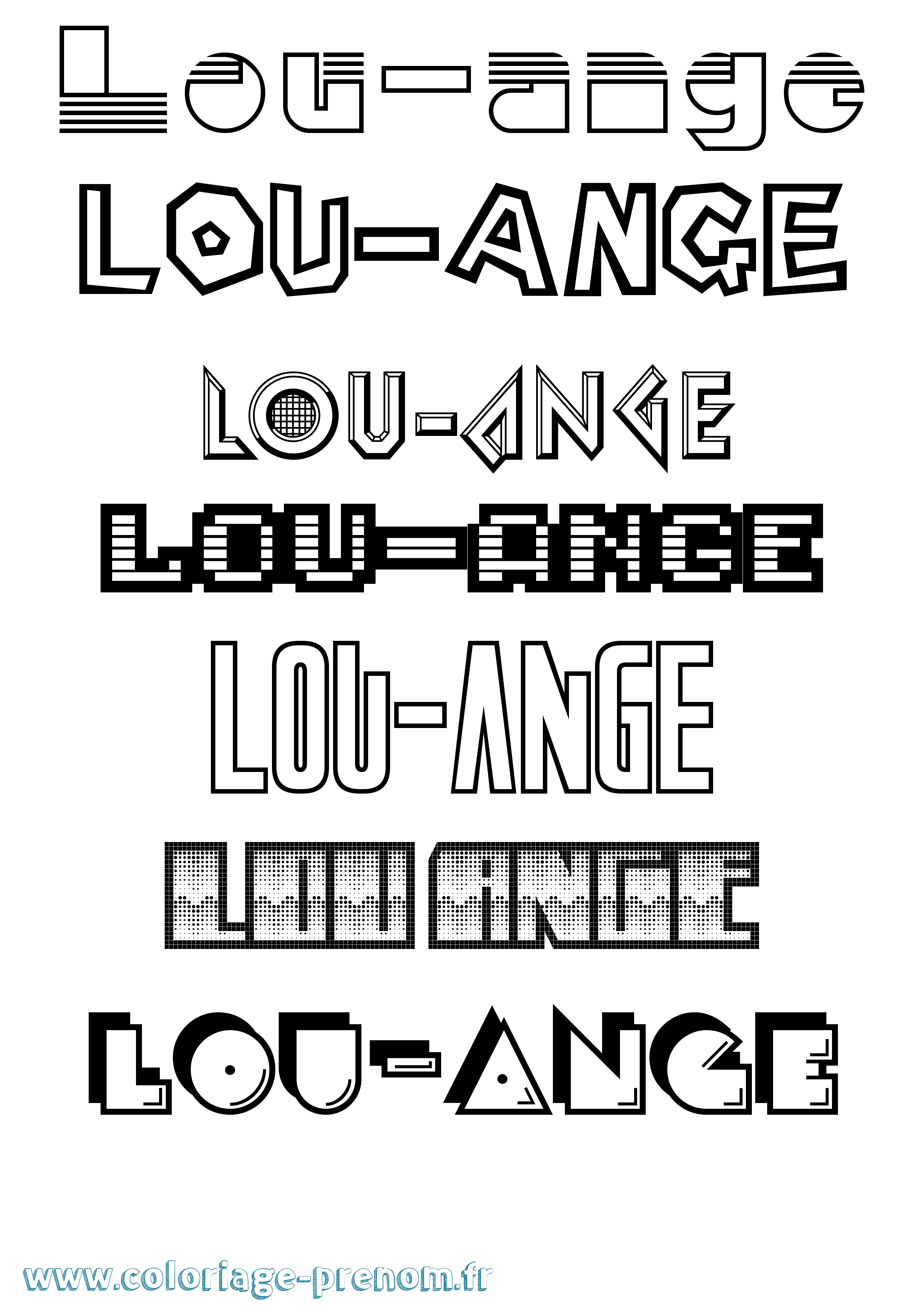 Coloriage Lou-Ange Jeux Vidéos Coloriage prénom Lou-Ange Jeux Vidéos