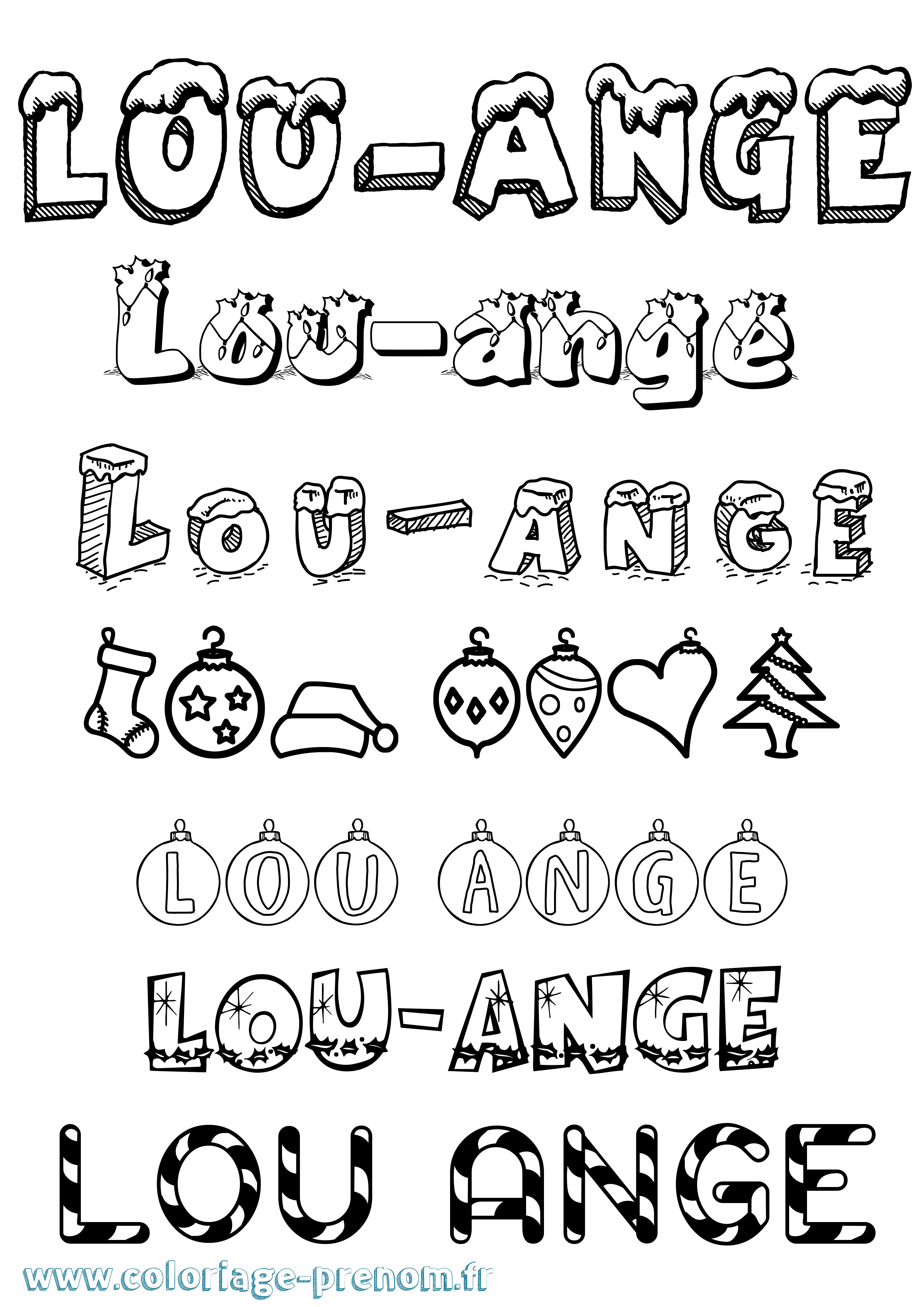 Coloriage Lou-Ange Noël Coloriage prénom Lou-Ange Noël
