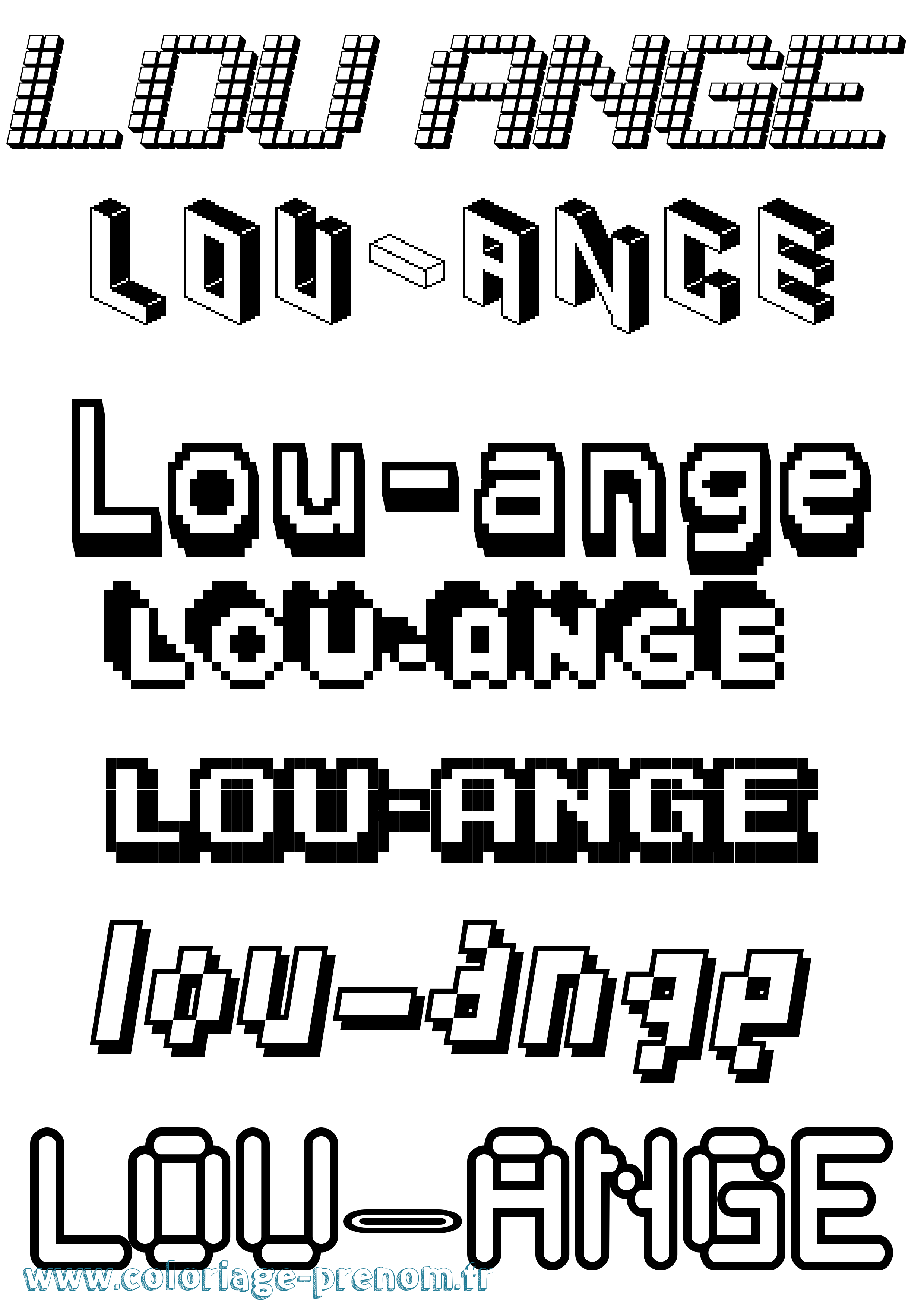 Coloriage Lou-Ange Pixel Coloriage prénom Lou-Ange Pixel