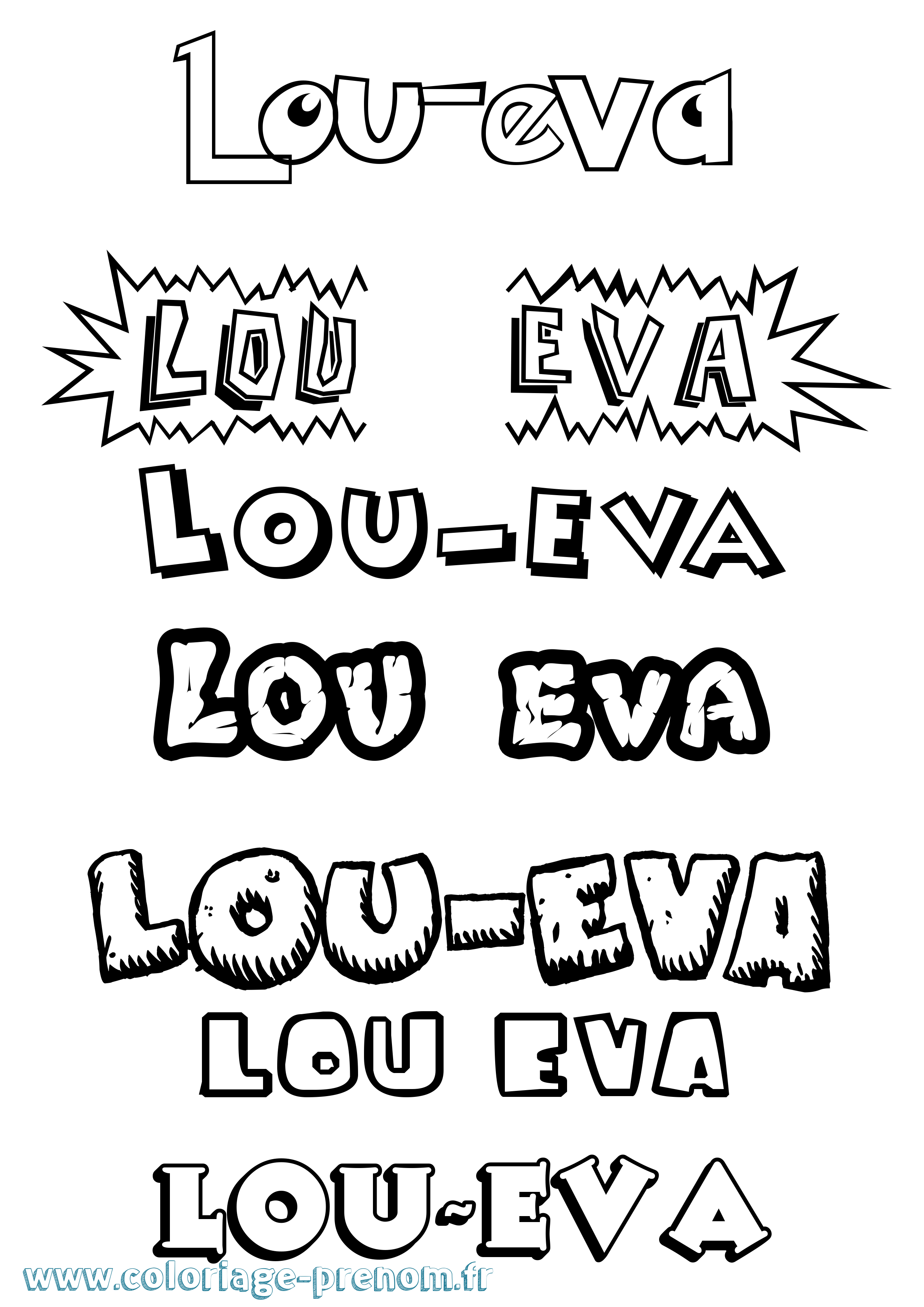 Coloriage Lou-Eva Dessin Animé Coloriage prénom Lou-Eva Dessin Animé