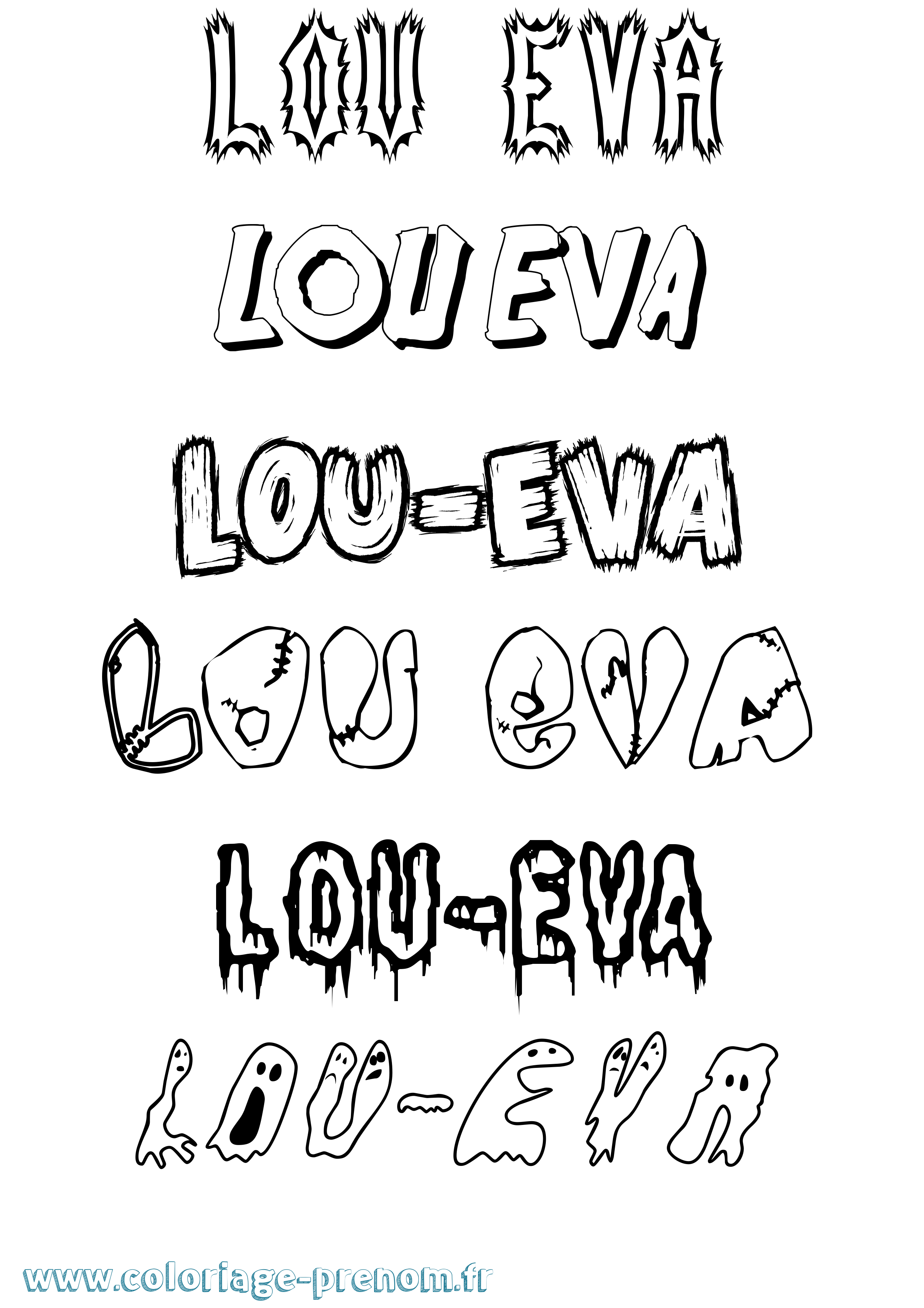 Coloriage Lou-Eva Frisson Coloriage prénom Lou-Eva Frisson