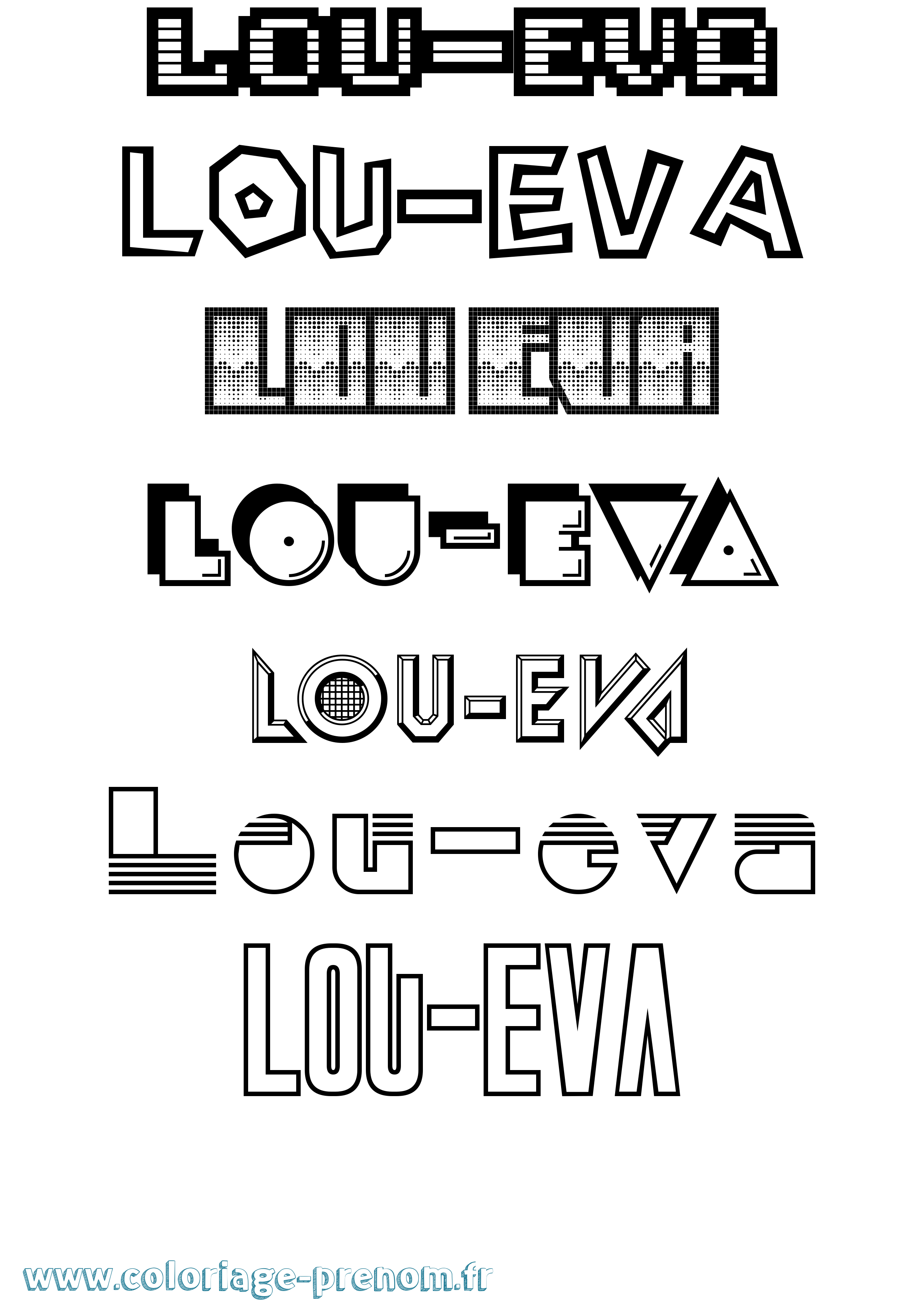 Coloriage Lou-Eva Jeux Vidéos Coloriage prénom Lou-Eva Jeux Vidéos
