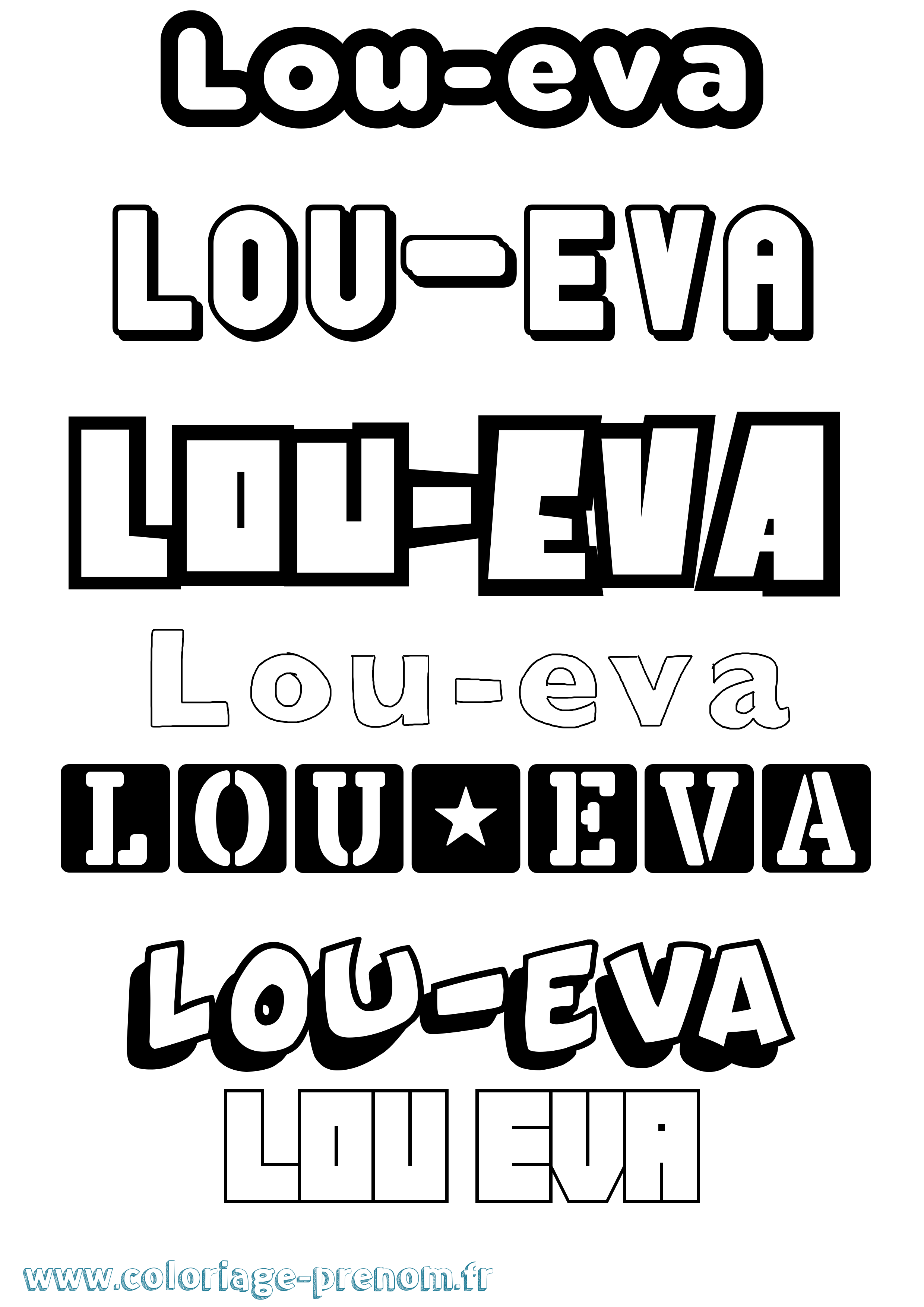 Coloriage Lou-Eva Simple Coloriage prénom Lou-Eva Simple