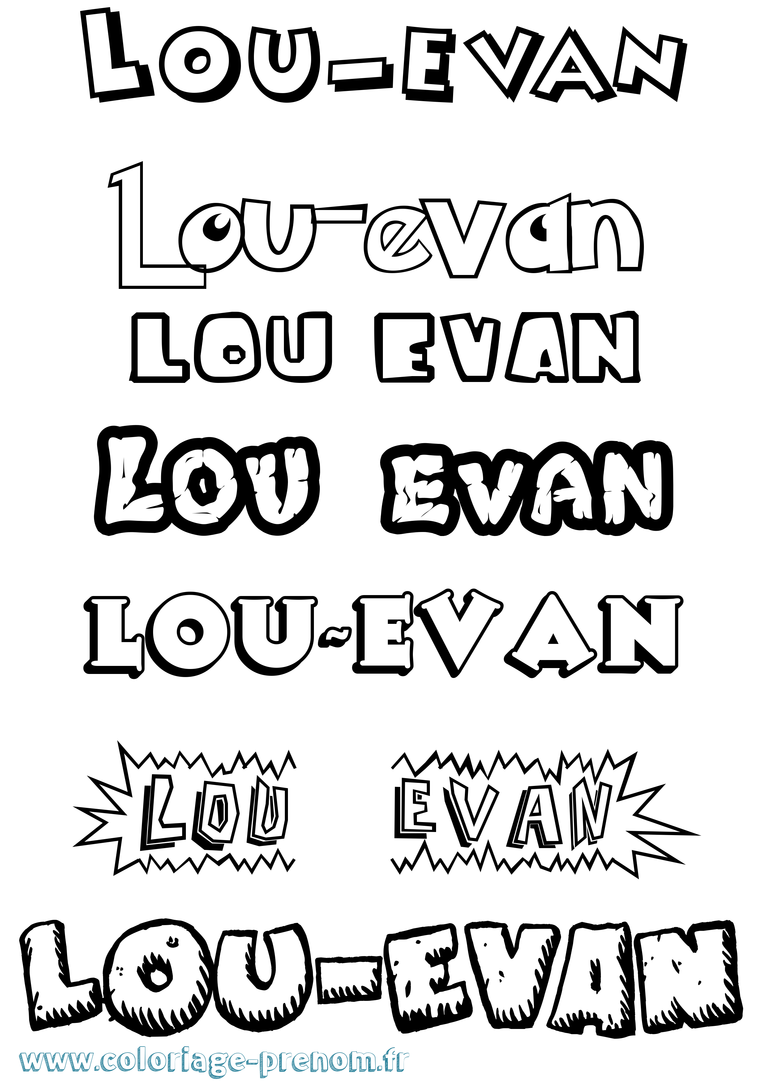 Coloriage Lou-Evan Dessin Animé Coloriage prénom Lou-Evan Dessin Animé