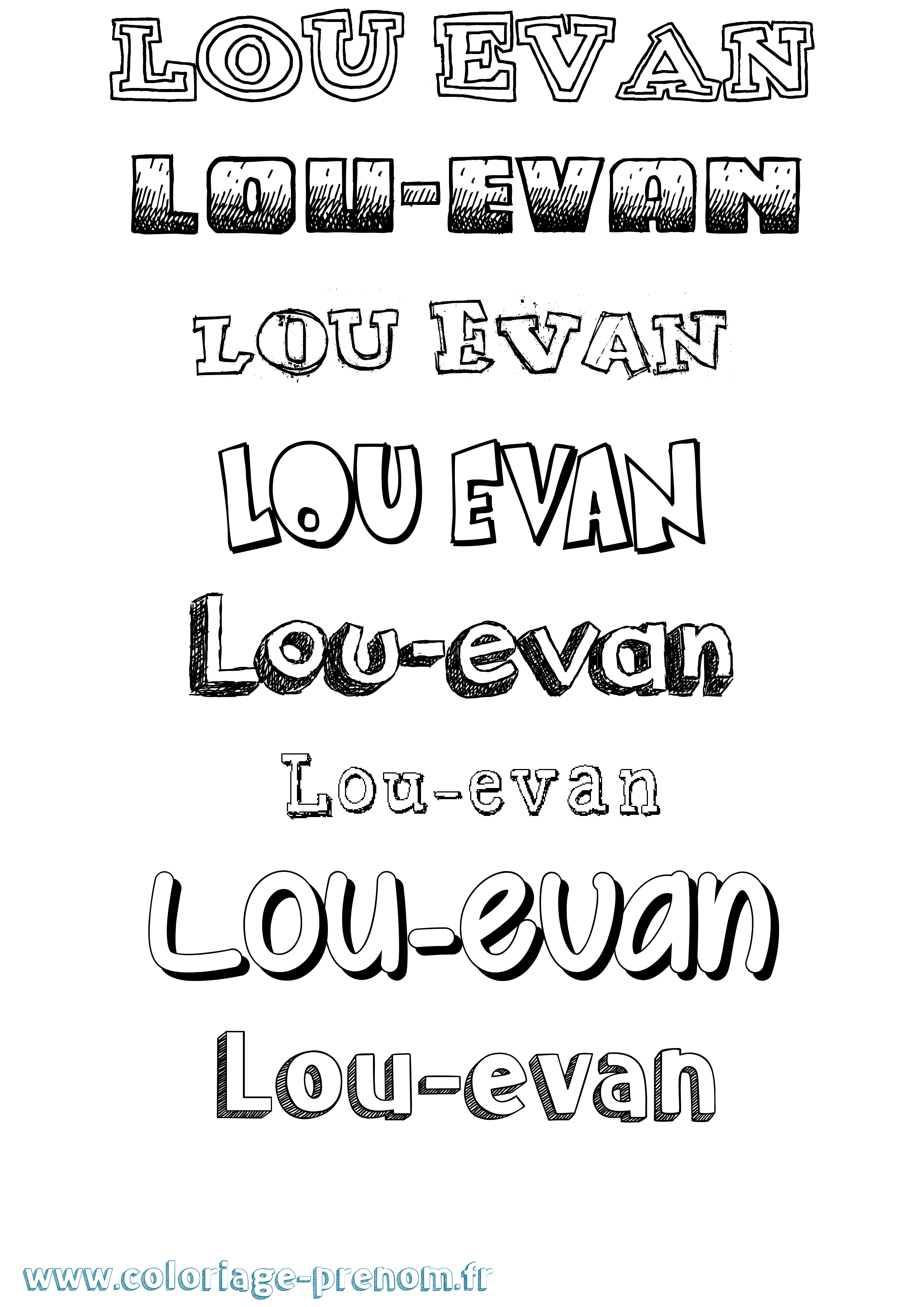 Coloriage Lou-Evan Dessiné Coloriage prénom Lou-Evan Dessiné