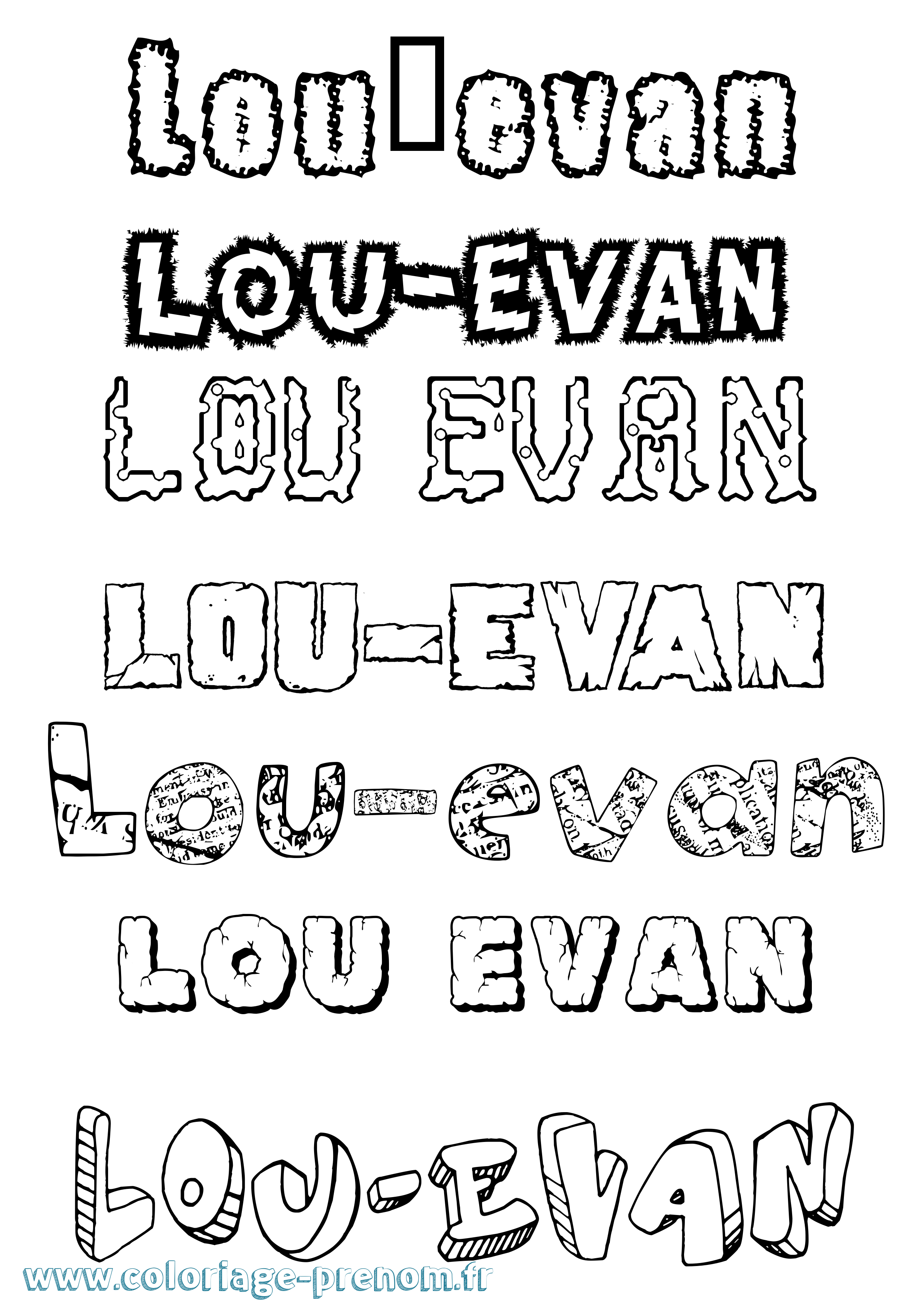 Coloriage Lou-Evan Destructuré Coloriage prénom Lou-Evan Destructuré