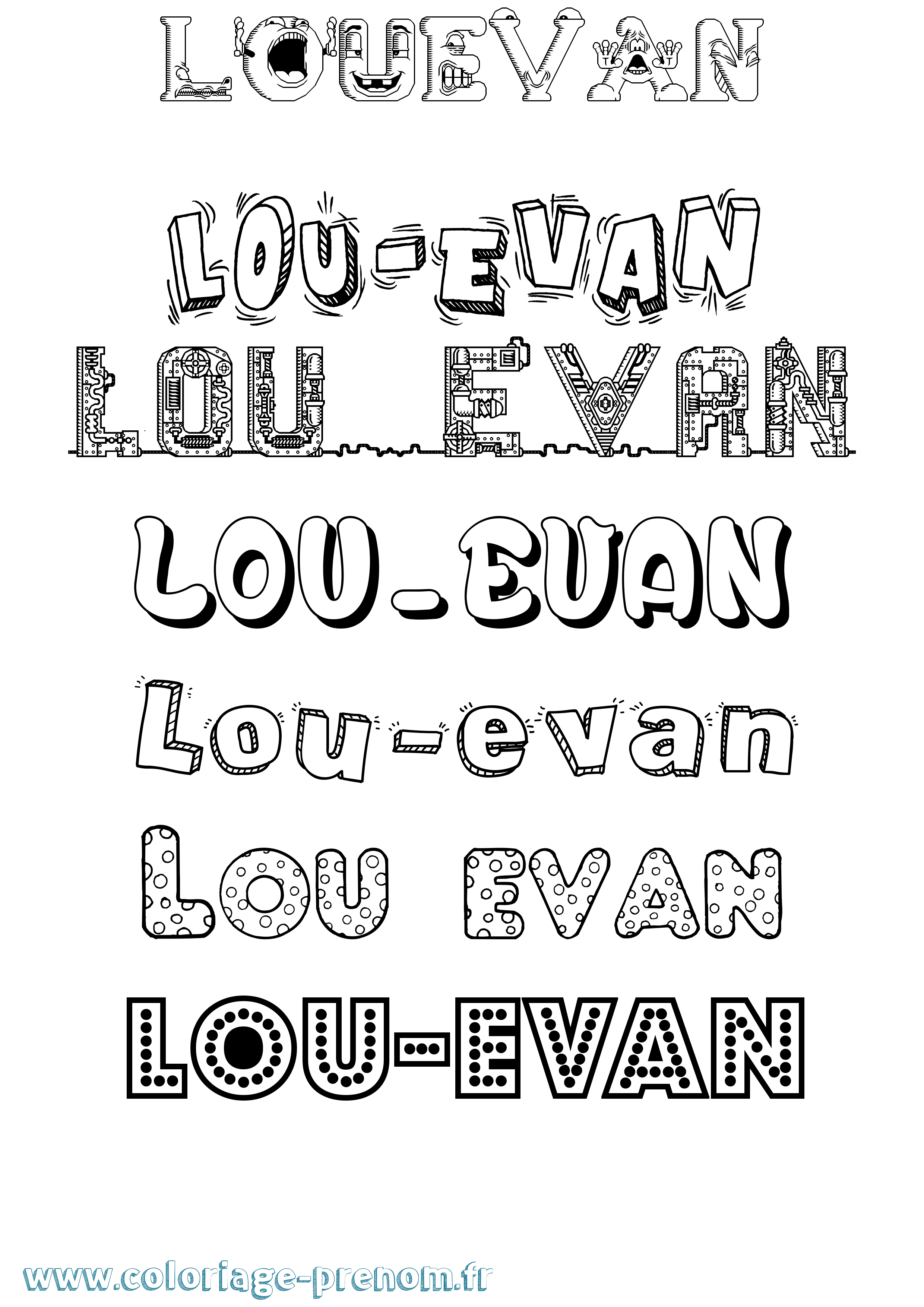Coloriage Lou-Evan Fun Coloriage prénom Lou-Evan Fun