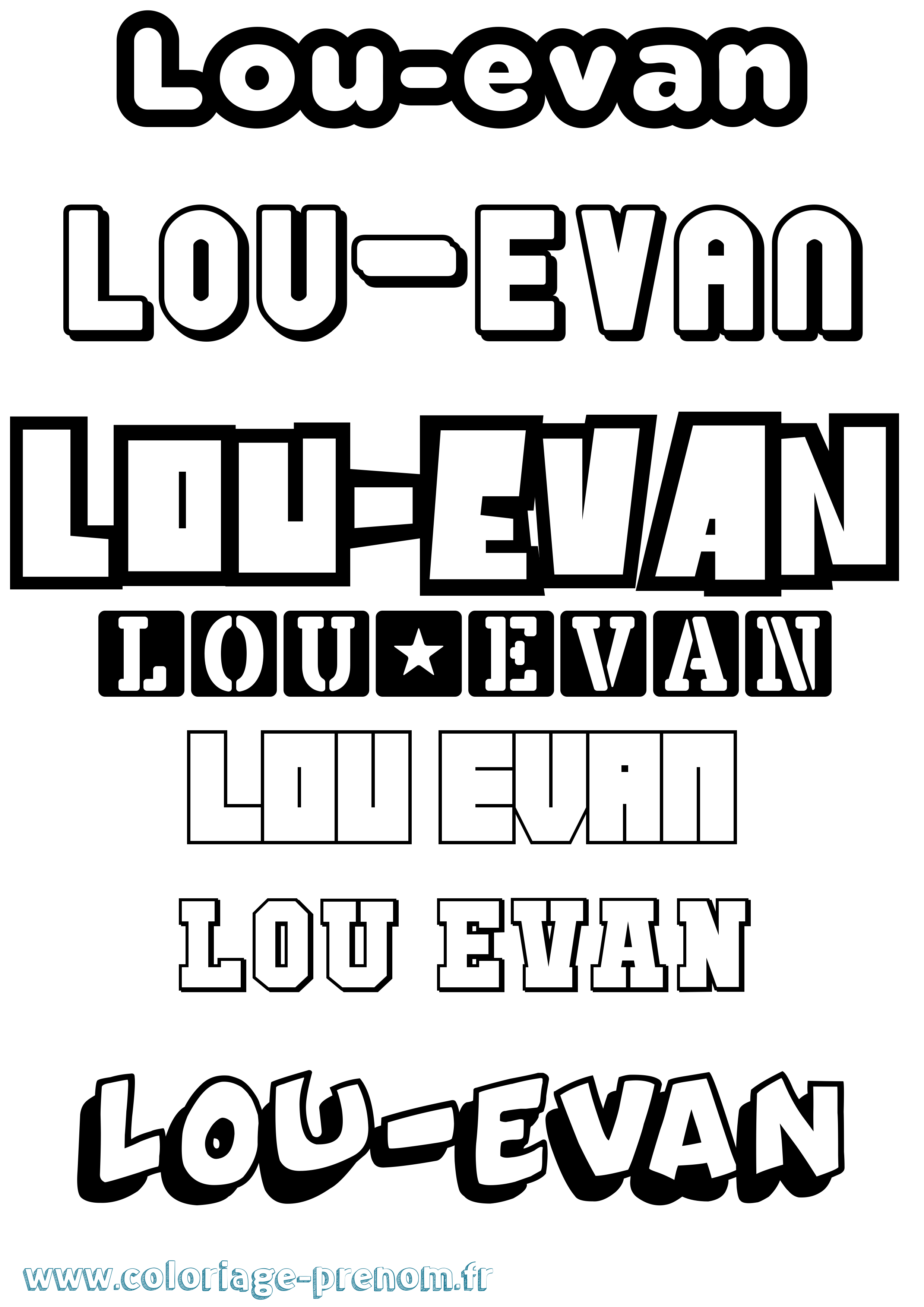 Coloriage Lou-Evan Simple Coloriage prénom Lou-Evan Simple