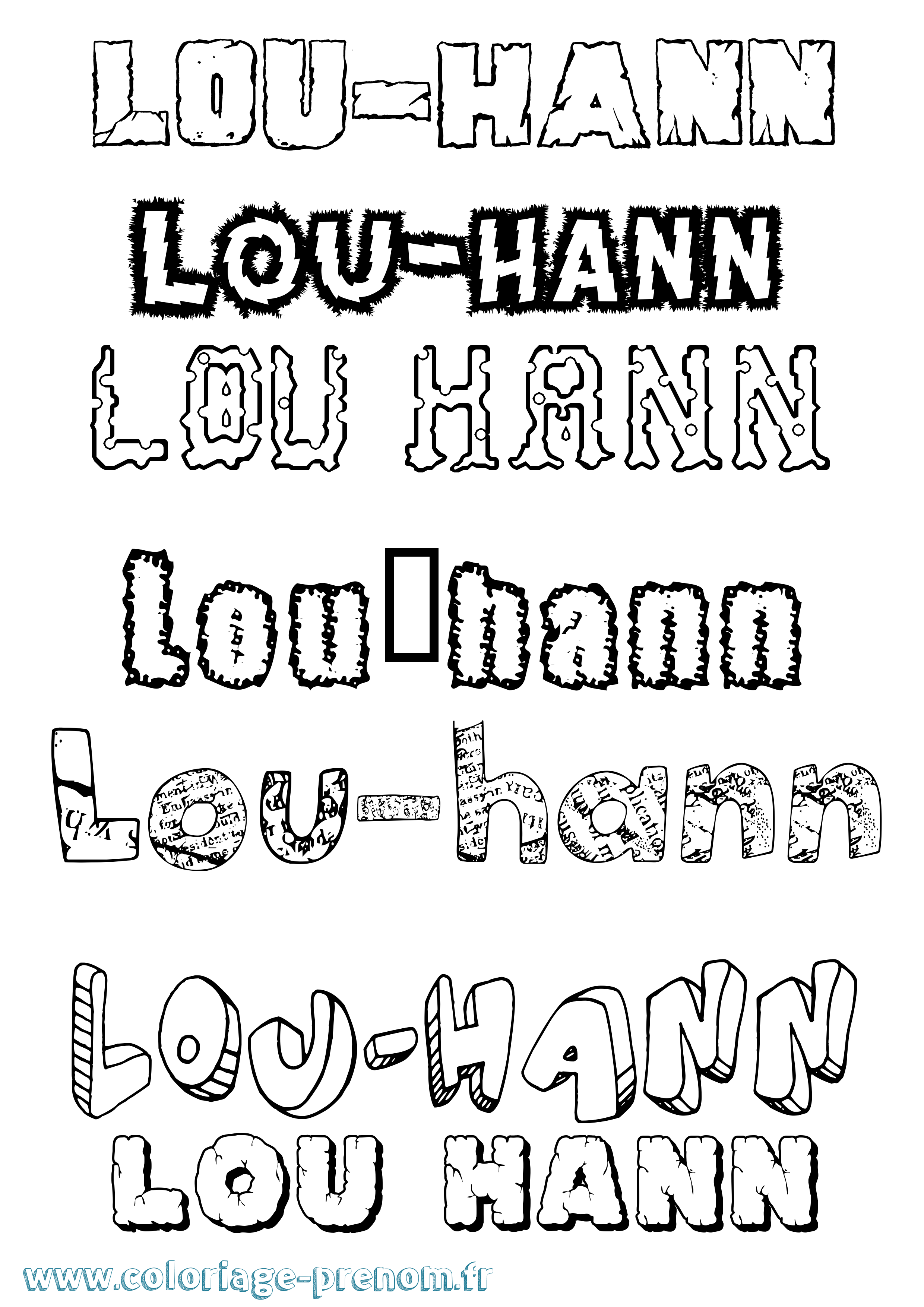 Coloriage Lou-Hann Destructuré Coloriage prénom Lou-Hann Destructuré