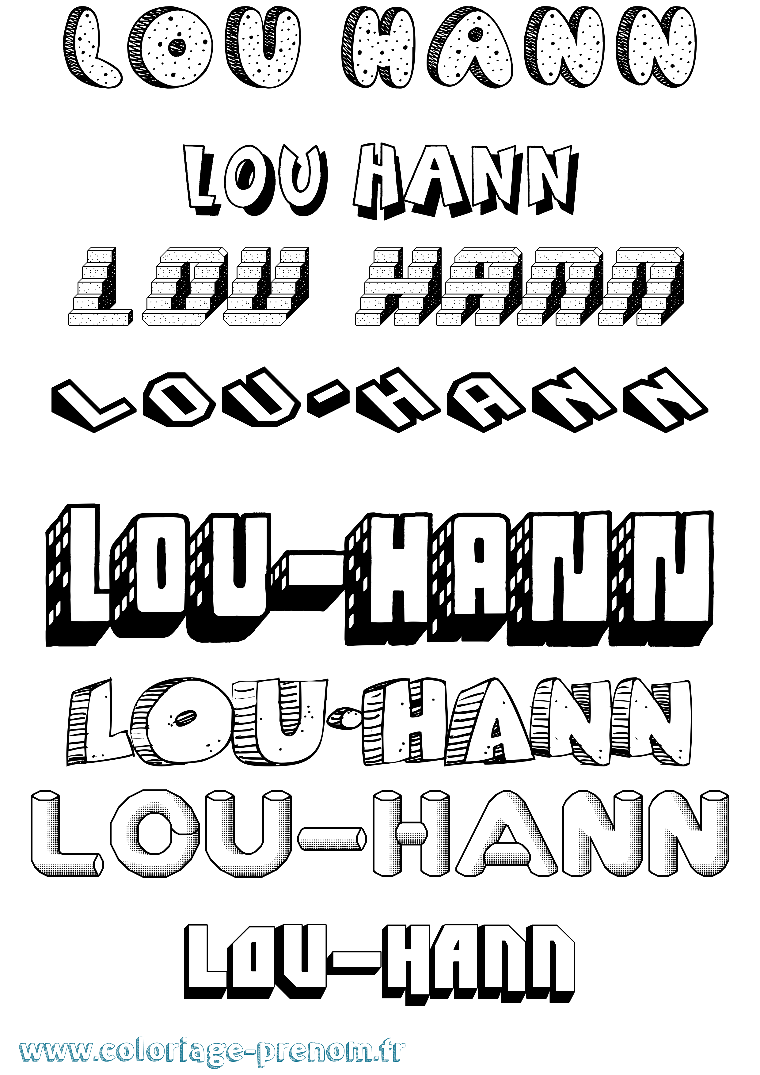 Coloriage Lou-Hann Effet 3D Coloriage prénom Lou-Hann Effet 3D