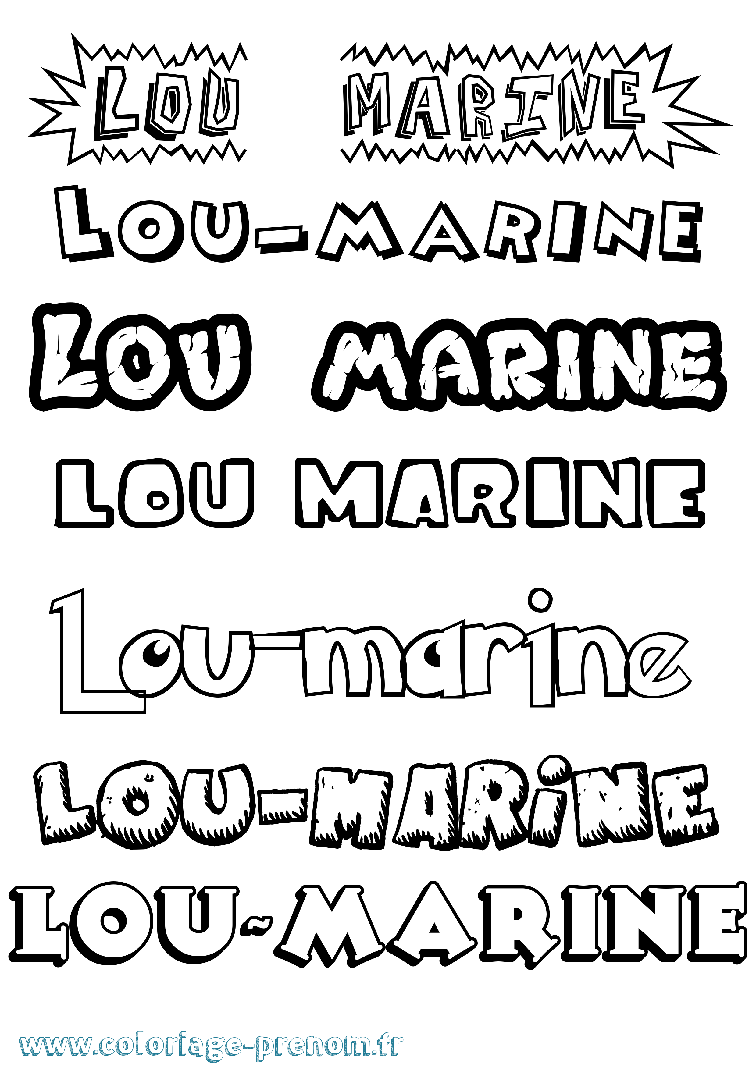 Coloriage Lou-Marine Dessin Animé Coloriage prénom Lou-Marine Dessin Animé