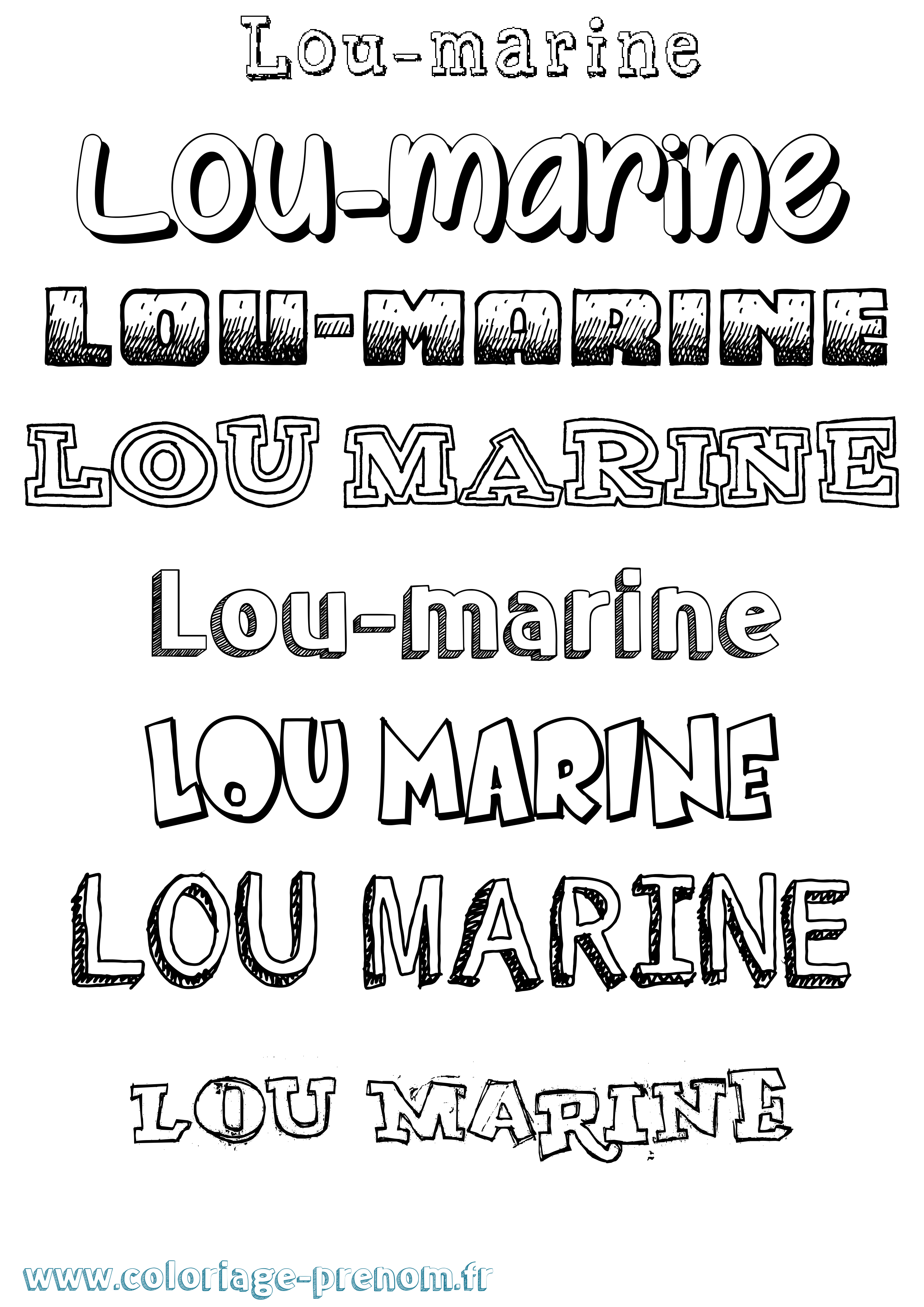 Coloriage Lou-Marine Dessiné Coloriage prénom Lou-Marine Dessiné