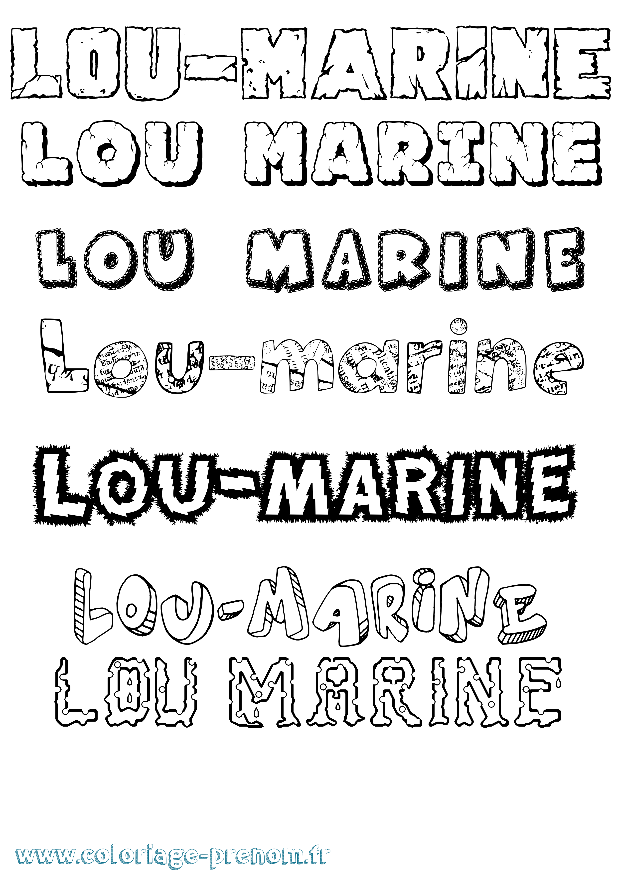 Coloriage Lou-Marine Destructuré Coloriage prénom Lou-Marine Destructuré