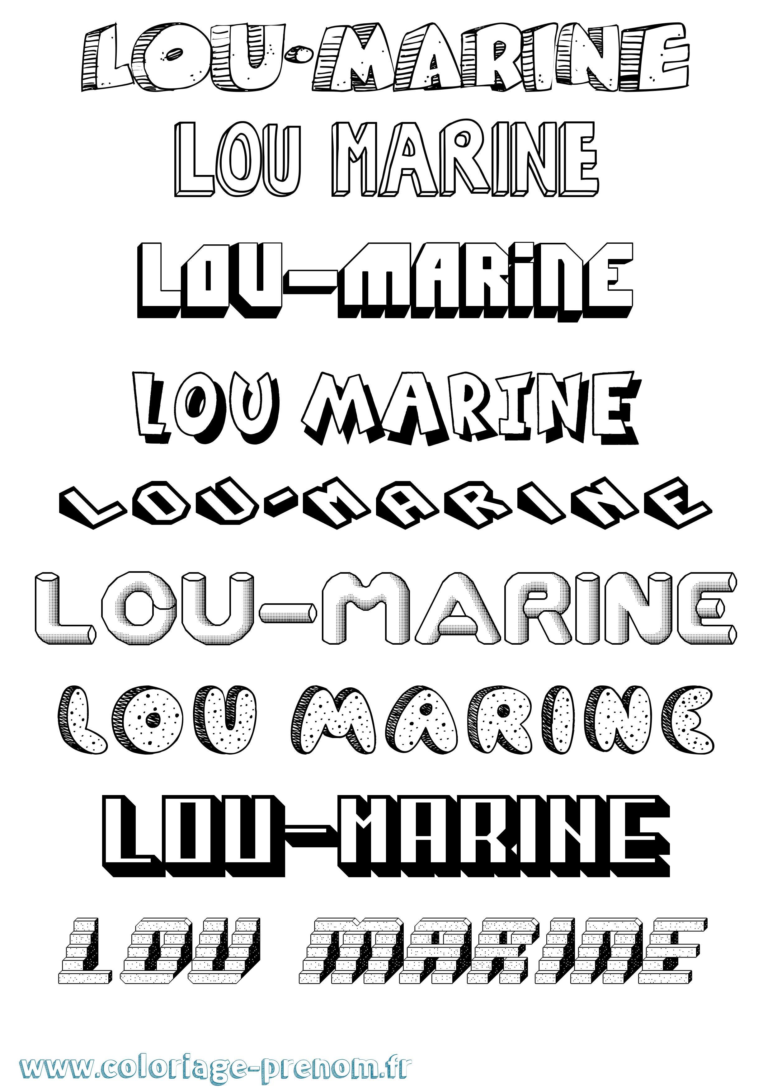 Coloriage Lou-Marine Effet 3D Coloriage prénom Lou-Marine Effet 3D