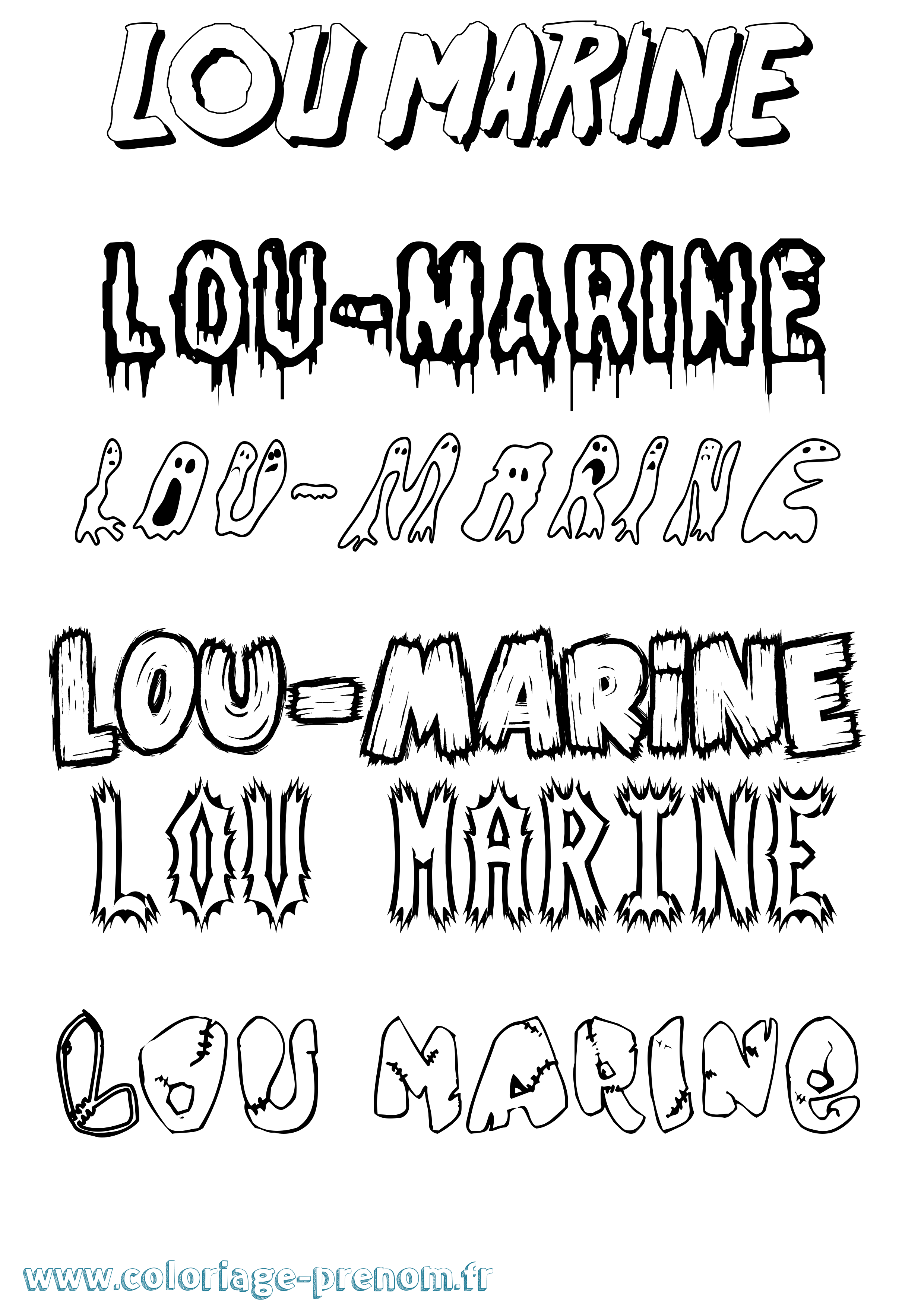 Coloriage Lou-Marine Frisson Coloriage prénom Lou-Marine Frisson