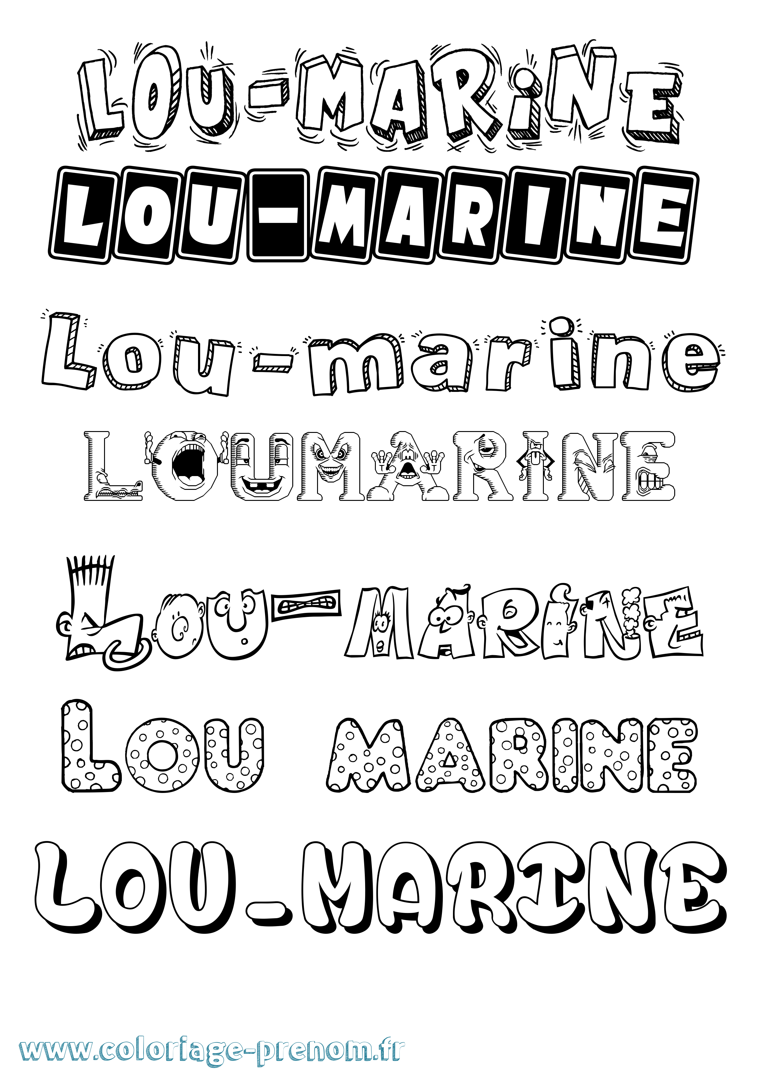 Coloriage Lou-Marine Fun Coloriage prénom Lou-Marine Fun