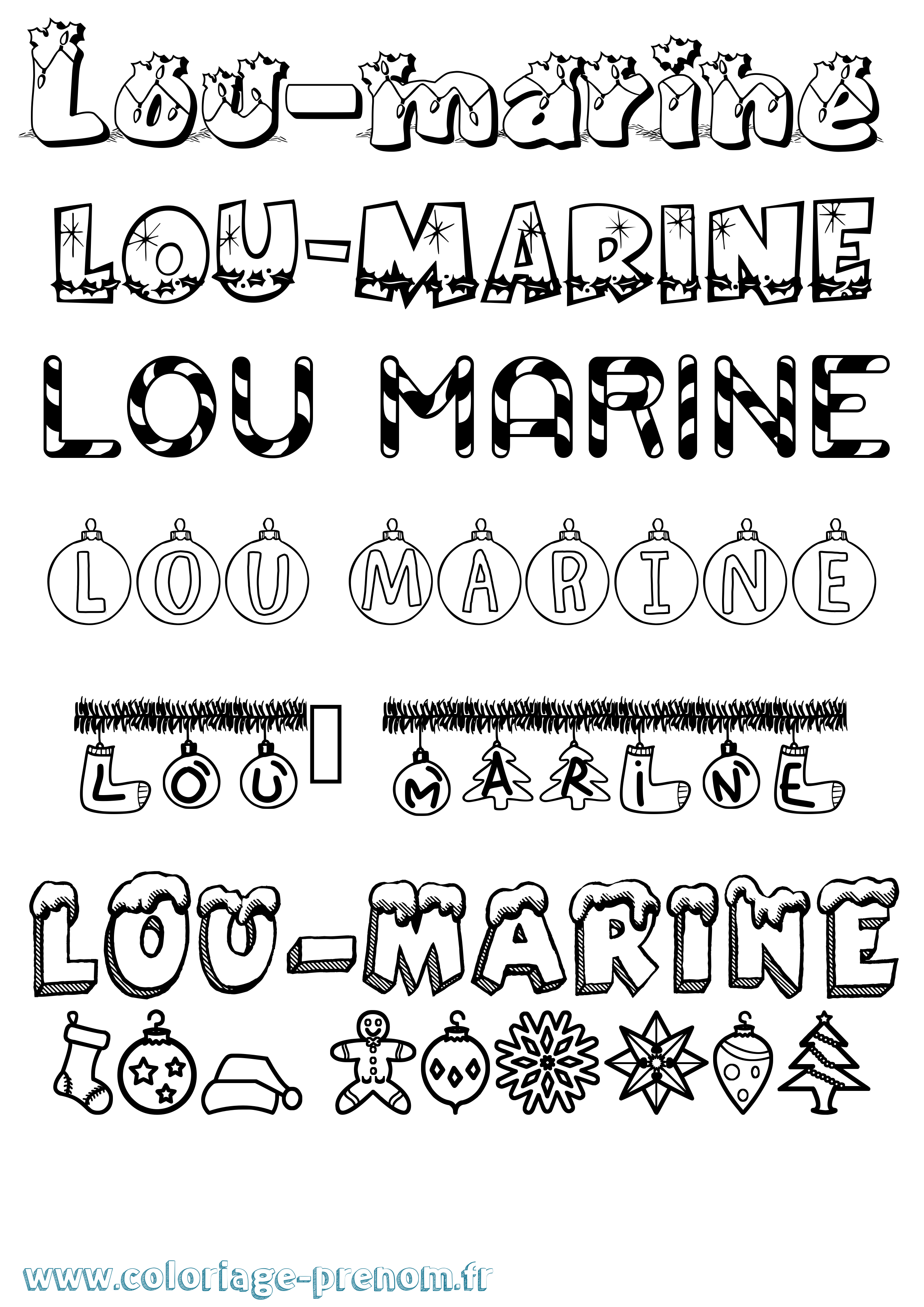 Coloriage Lou-Marine Noël Coloriage prénom Lou-Marine Noël