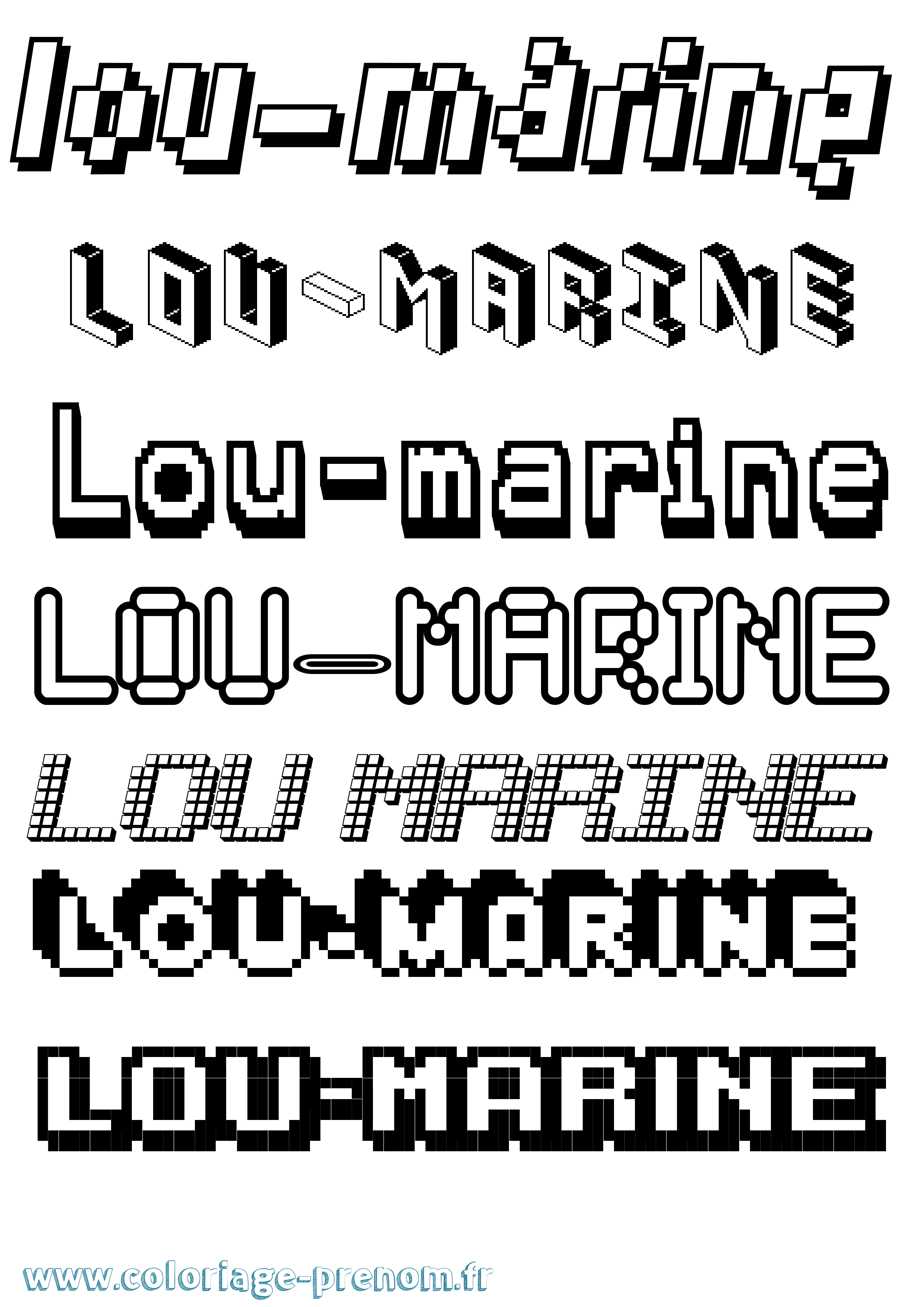 Coloriage Lou-Marine Pixel Coloriage prénom Lou-Marine Pixel