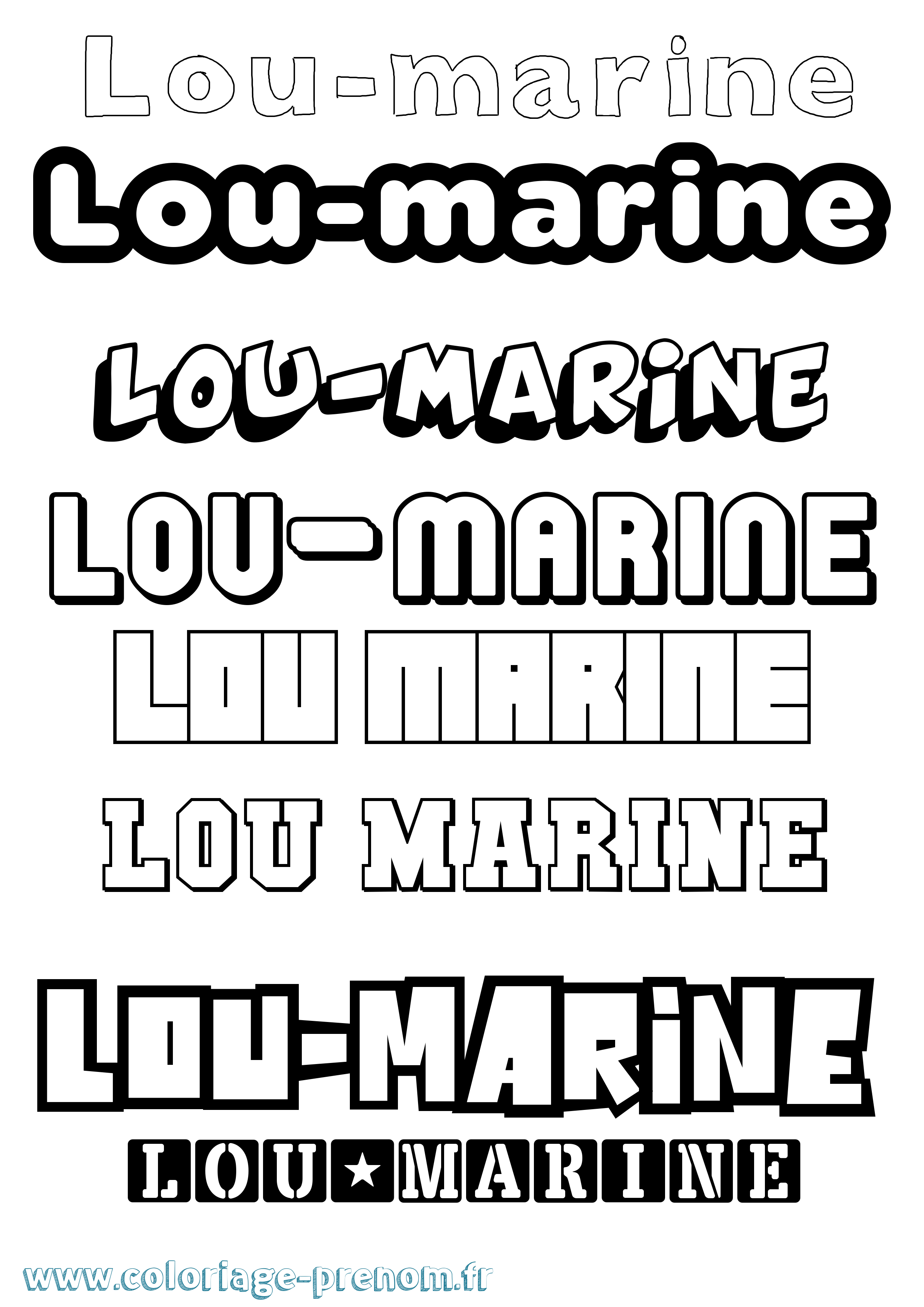 Coloriage Lou-Marine Simple Coloriage prénom Lou-Marine Simple