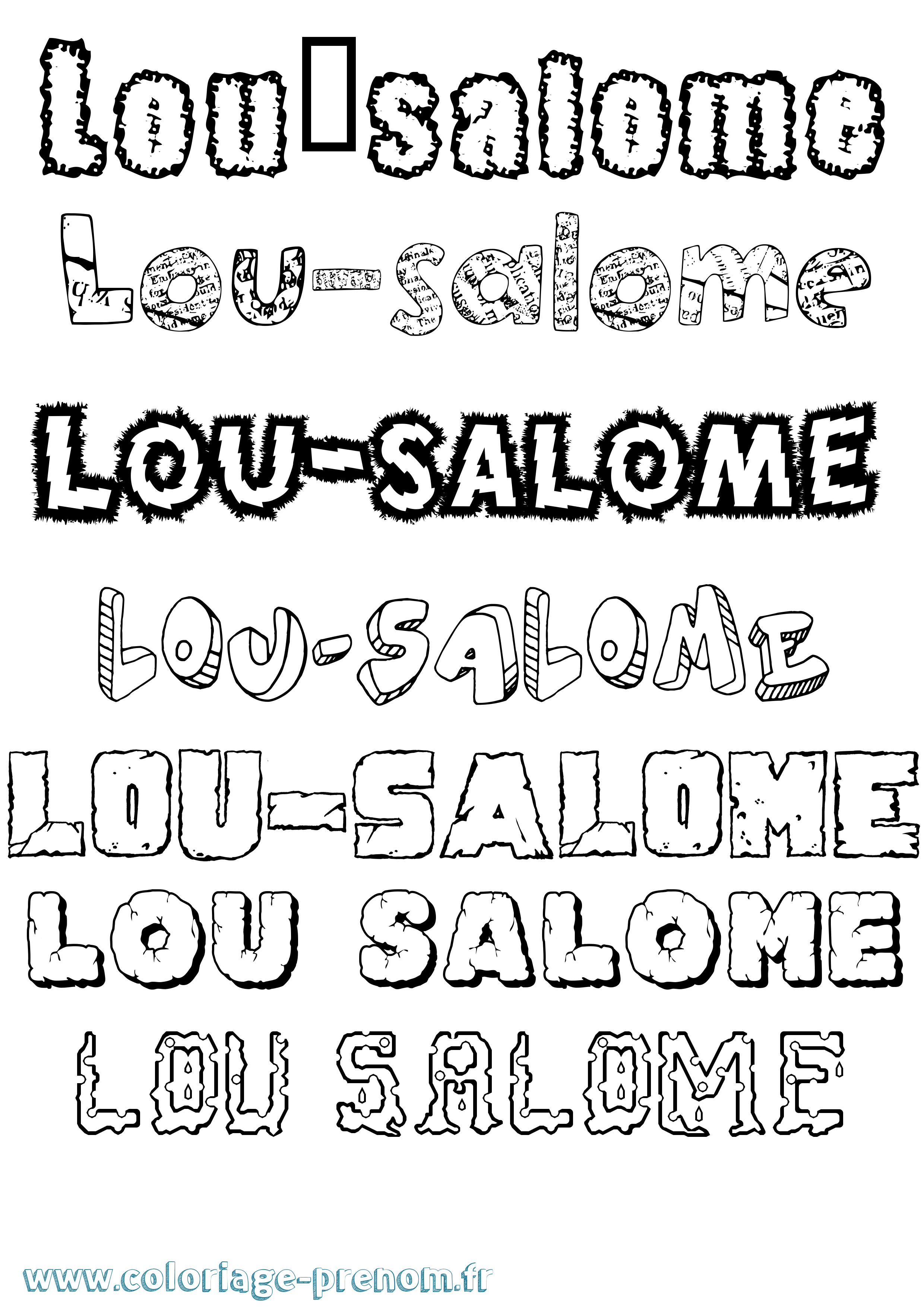 Coloriage Lou-Salomé Destructuré Coloriage prénom Lou-Salomé Destructuré
