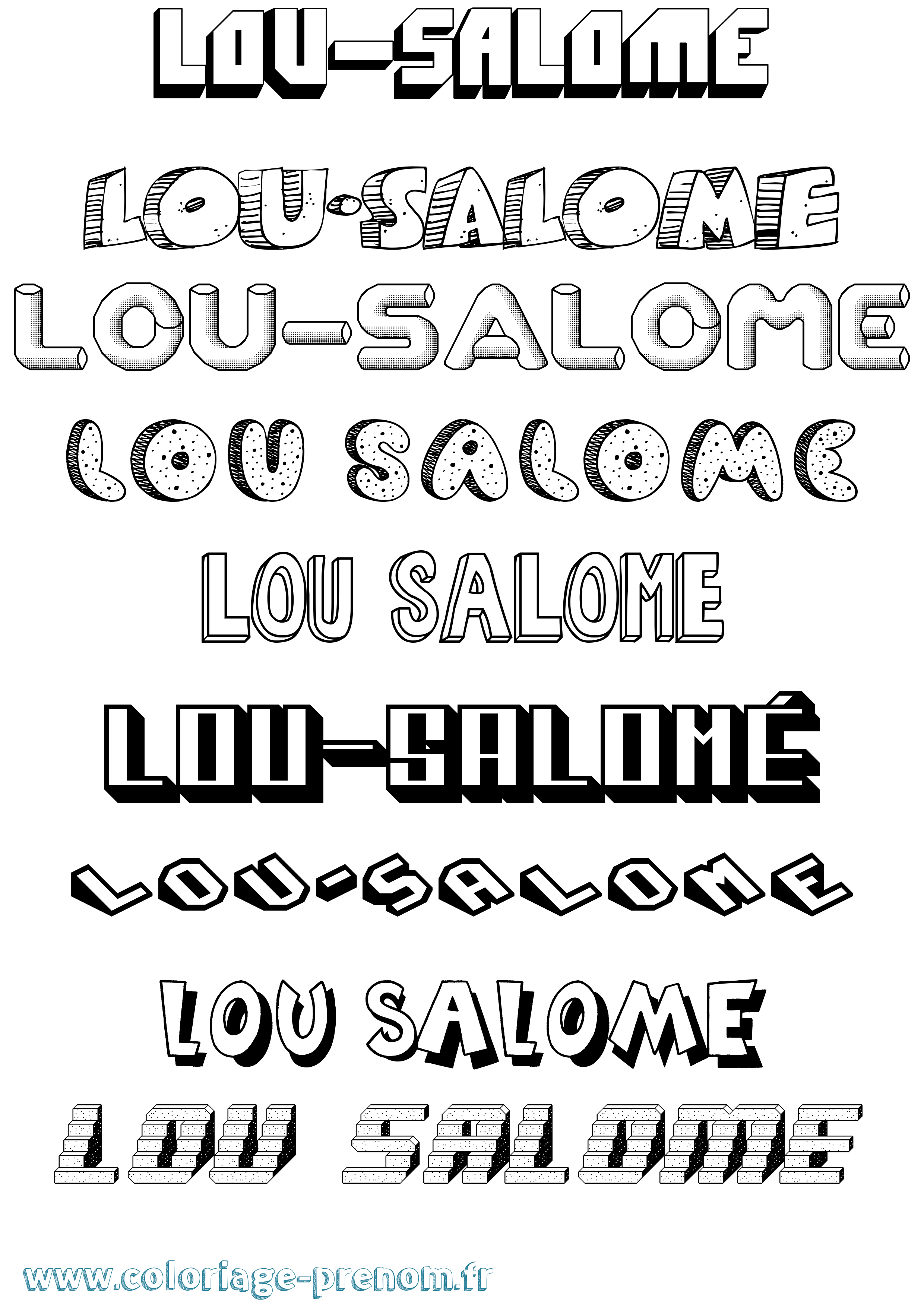 Coloriage Lou-Salomé Effet 3D Coloriage prénom Lou-Salomé Effet 3D