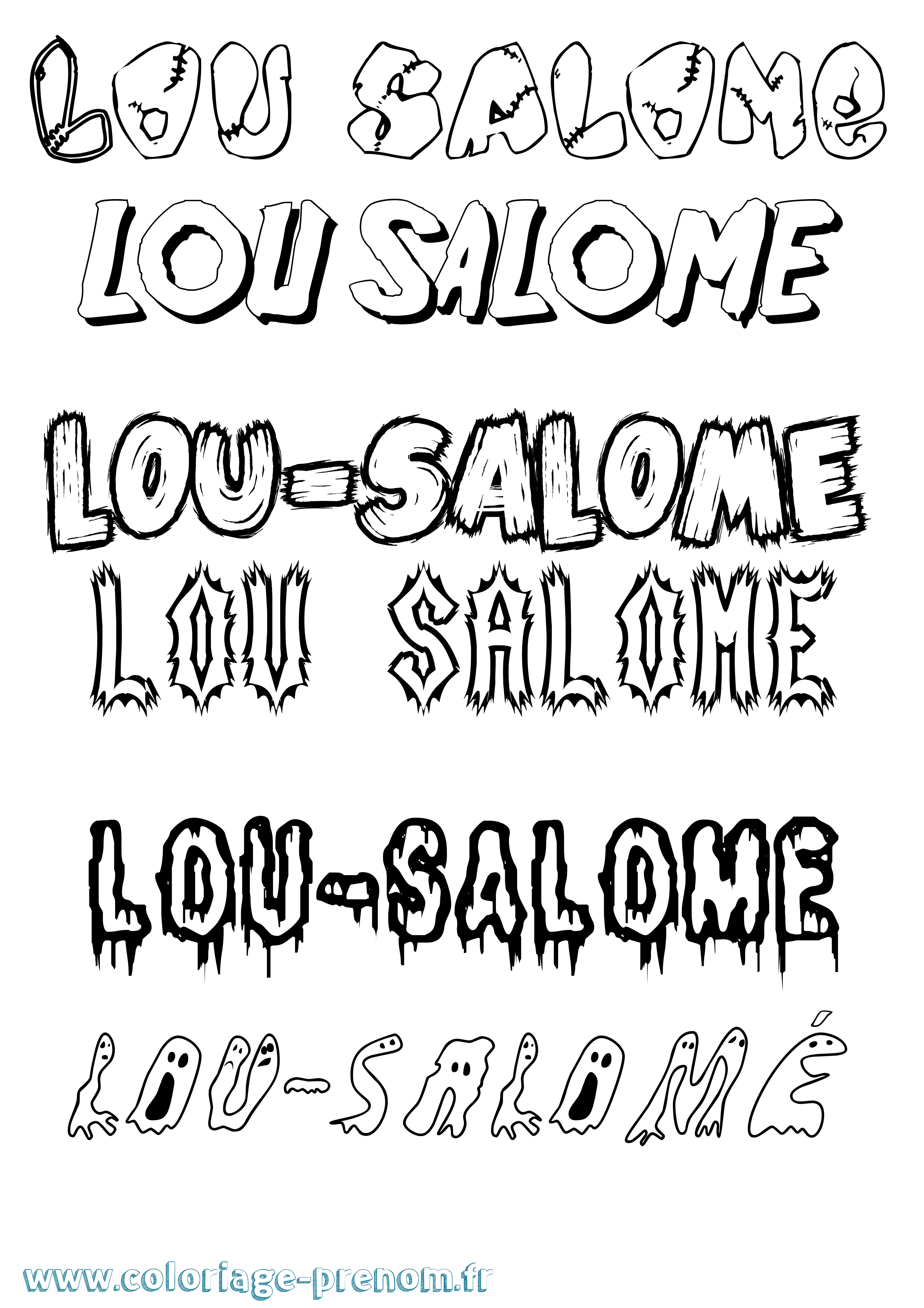 Coloriage Lou-Salomé Frisson Coloriage prénom Lou-Salomé Frisson