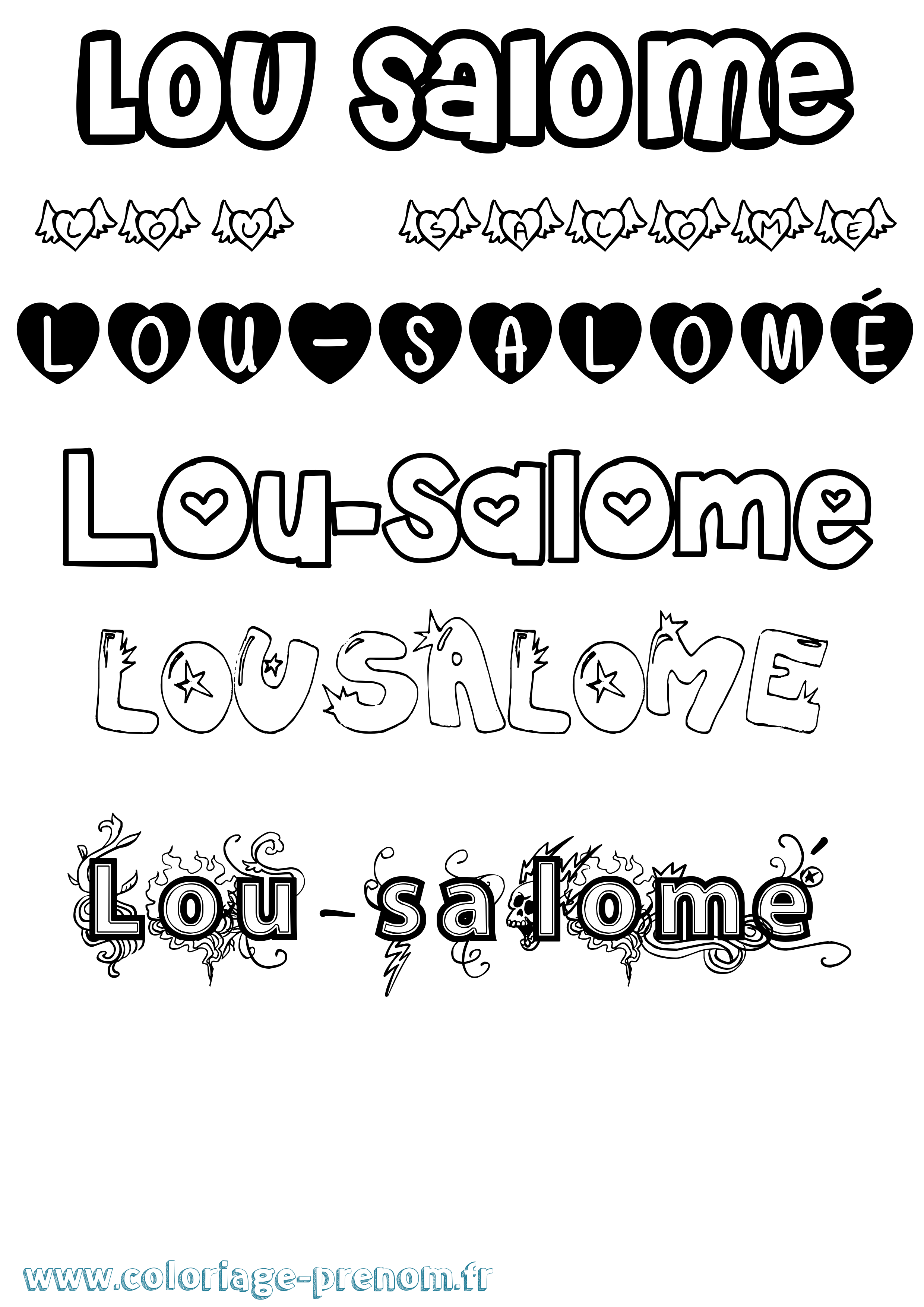 Coloriage Lou-Salomé Girly Coloriage prénom Lou-Salomé Girly