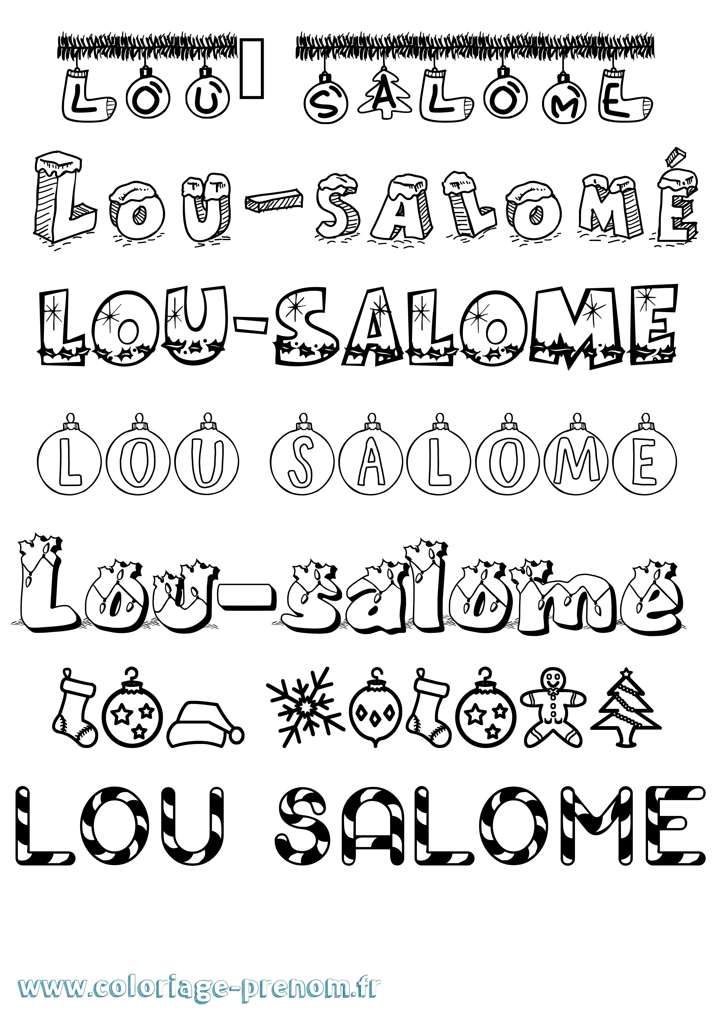 Coloriage Lou-Salomé Noël Coloriage prénom Lou-Salomé Noël