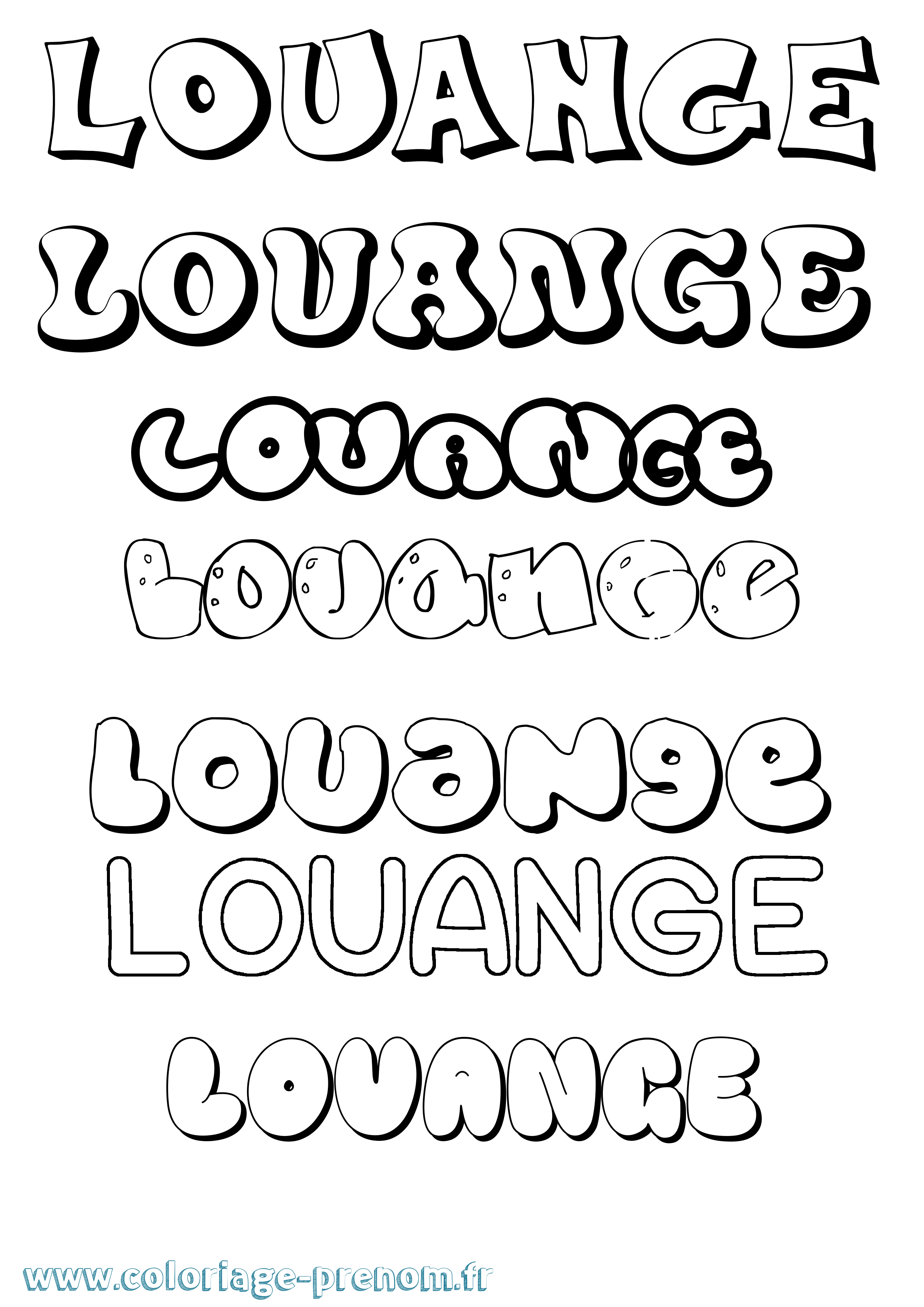 Coloriage Louange Bubble Coloriage prénom Louange Bubble