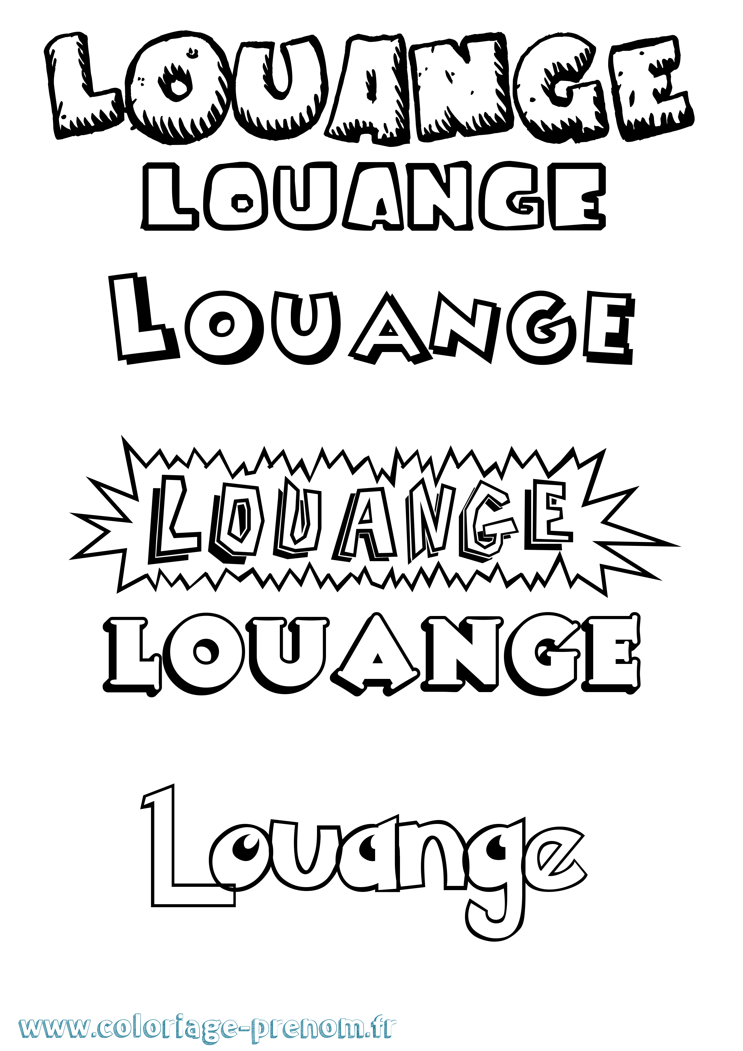 Coloriage Louange Dessin Animé Coloriage prénom Louange Dessin Animé