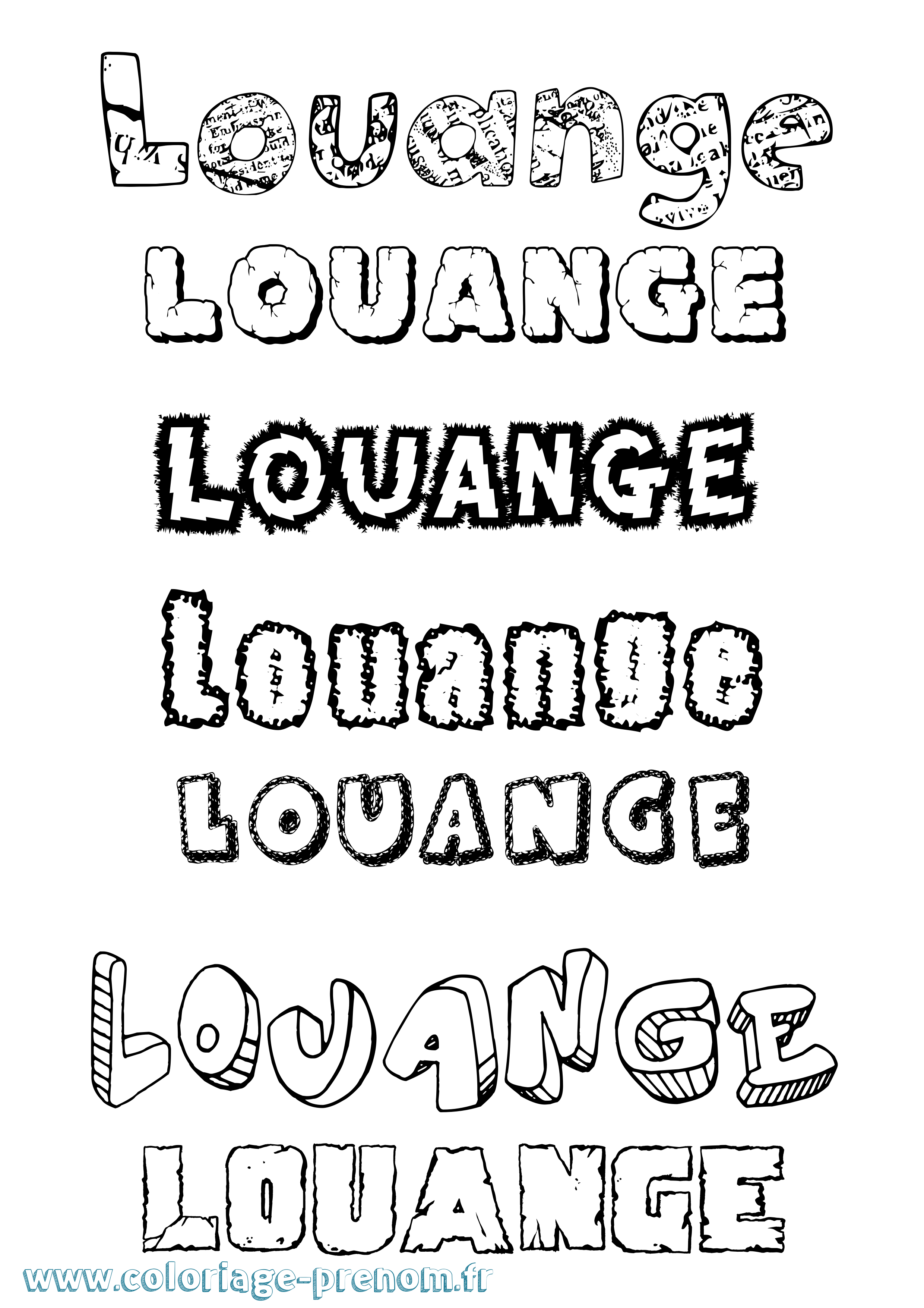 Coloriage Louange Destructuré Coloriage prénom Louange Destructuré