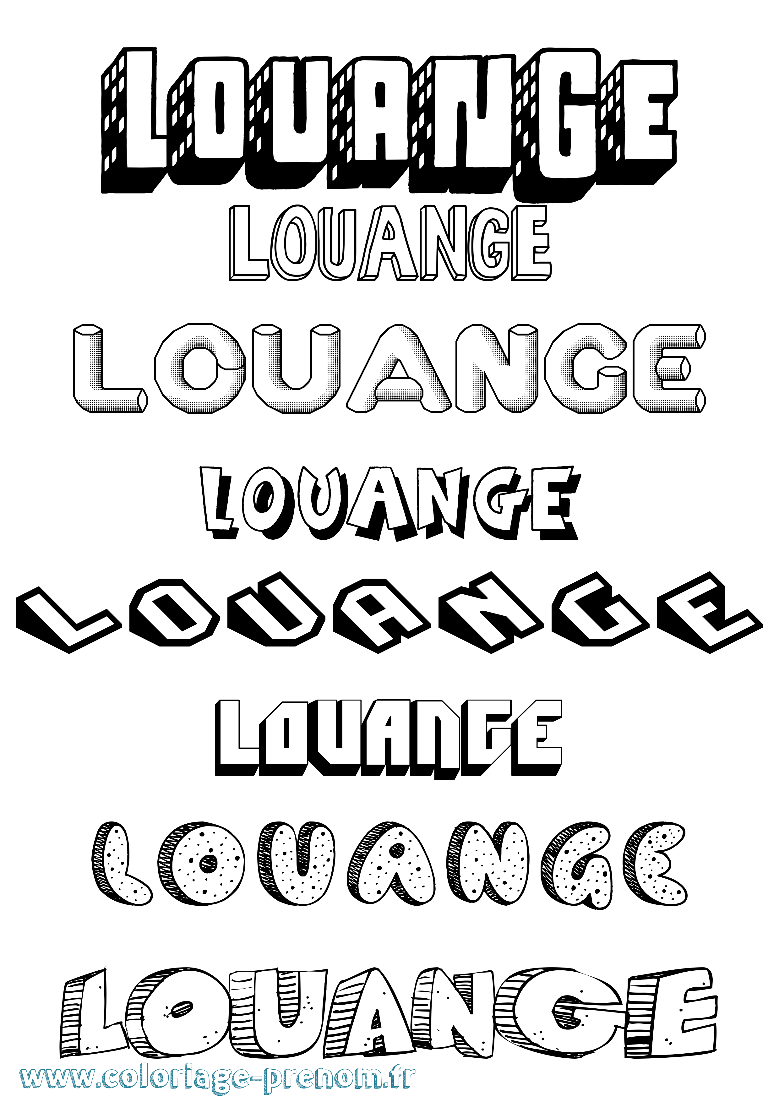 Coloriage Louange Effet 3D Coloriage prénom Louange Effet 3D
