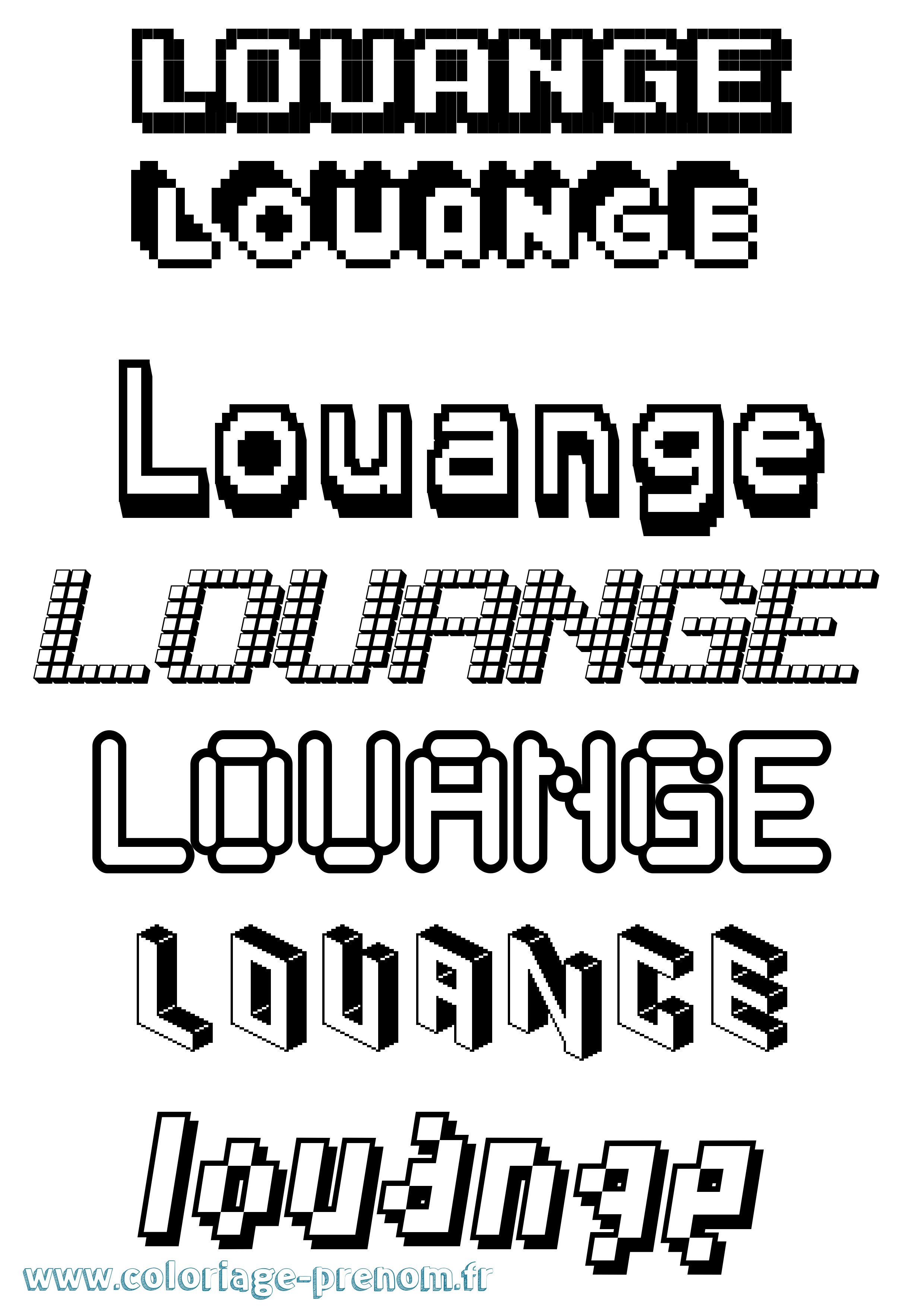 Coloriage Louange Pixel Coloriage prénom Louange Pixel