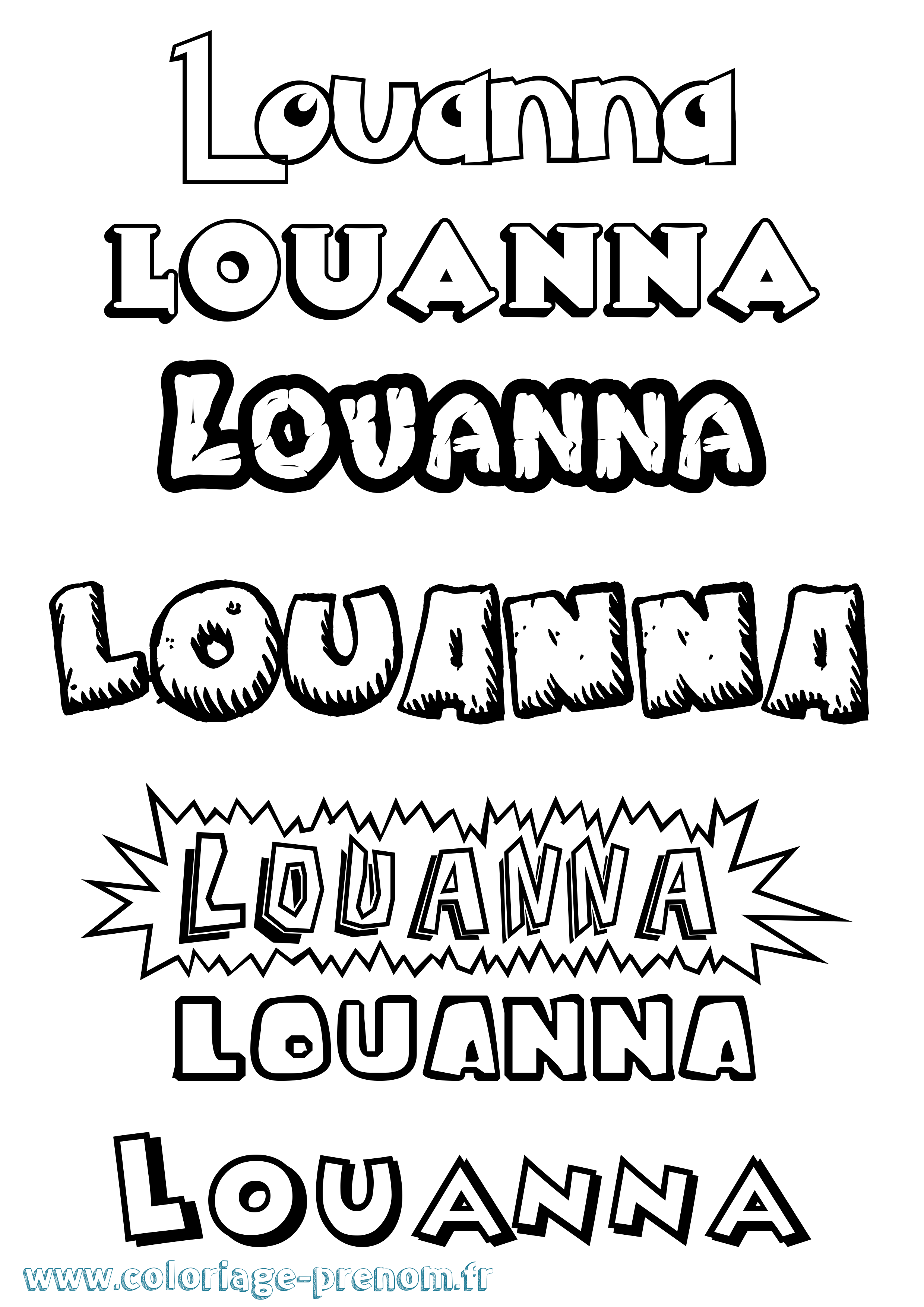 Coloriage Louanna Dessin Animé Coloriage prénom Louanna Dessin Animé