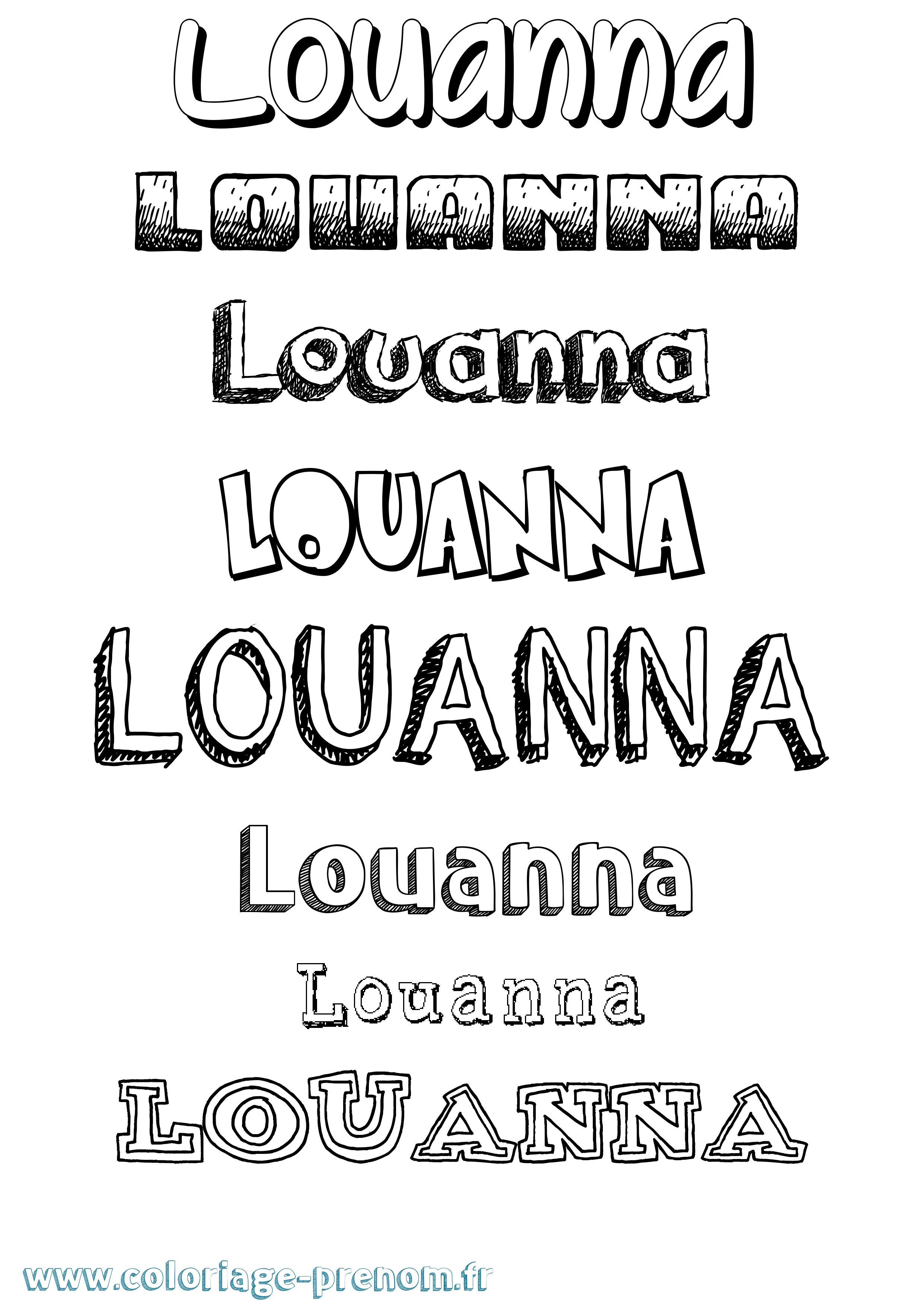 Coloriage Louanna Dessiné Coloriage prénom Louanna Dessiné