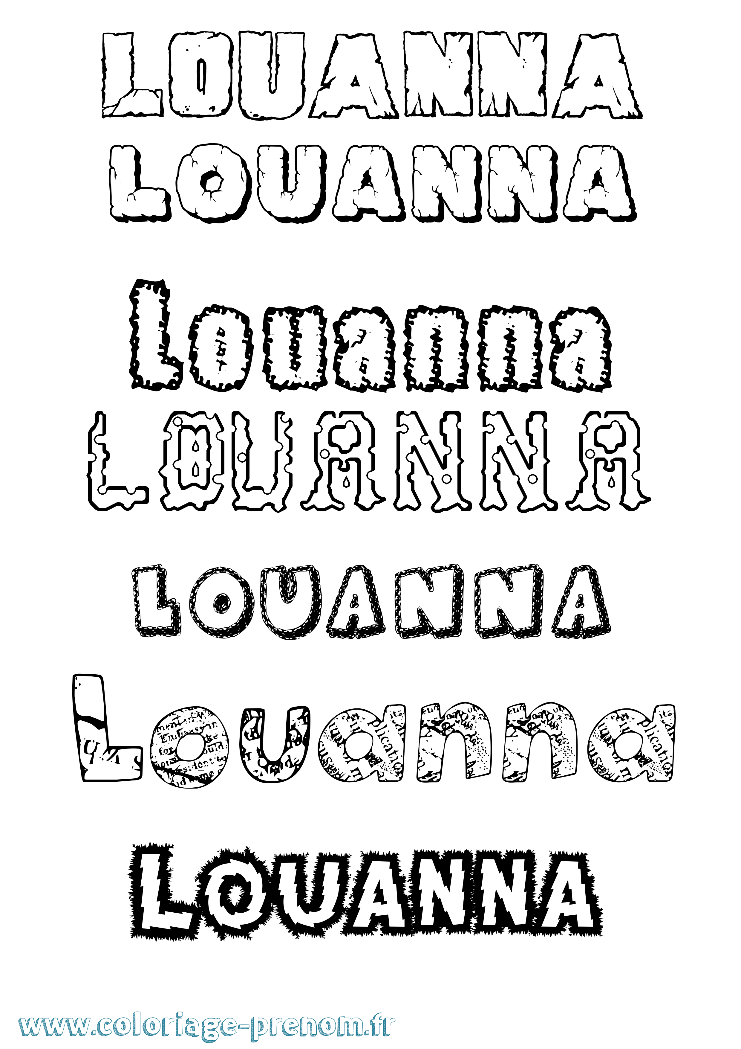 Coloriage Louanna Destructuré Coloriage prénom Louanna Destructuré
