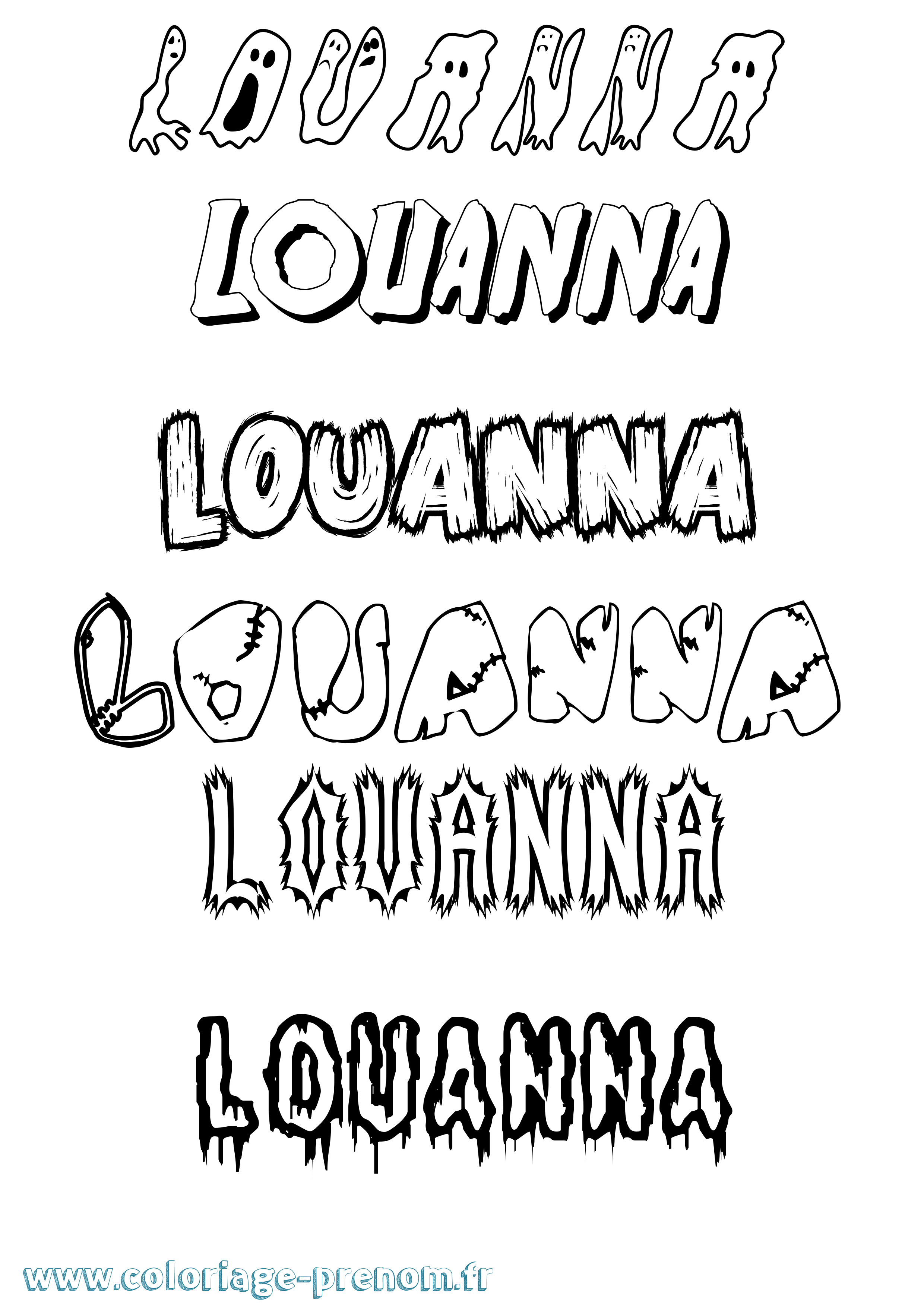 Coloriage Louanna Frisson Coloriage prénom Louanna Frisson