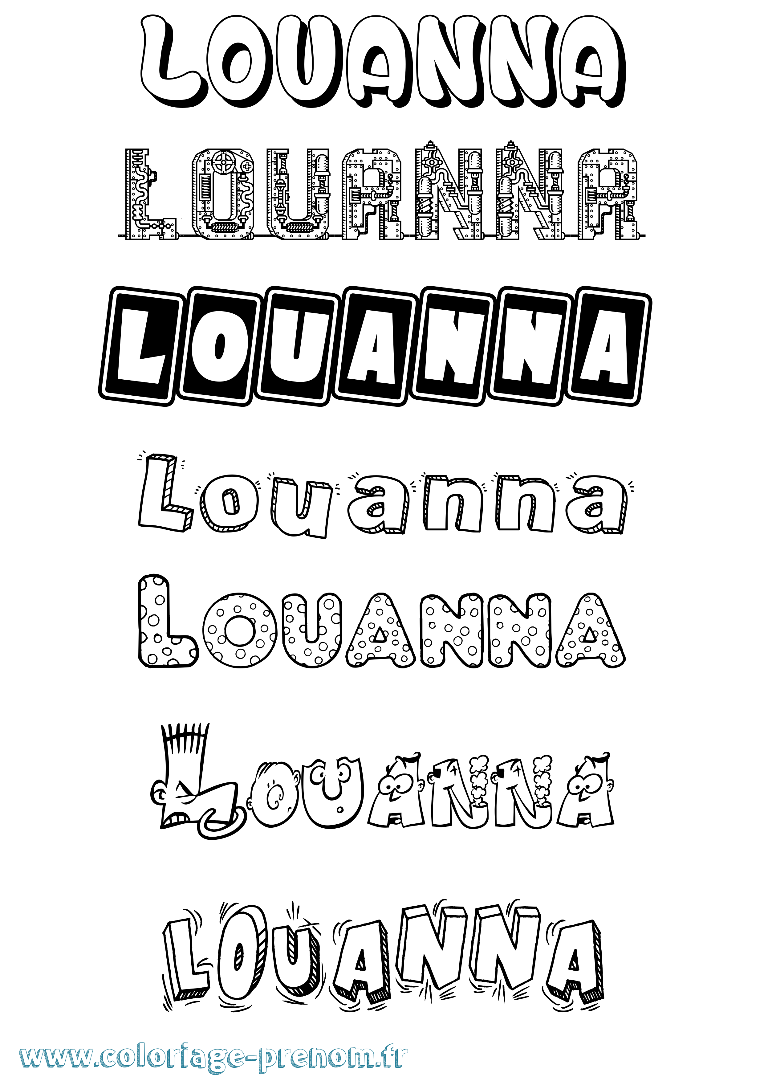 Coloriage Louanna Fun Coloriage prénom Louanna Fun