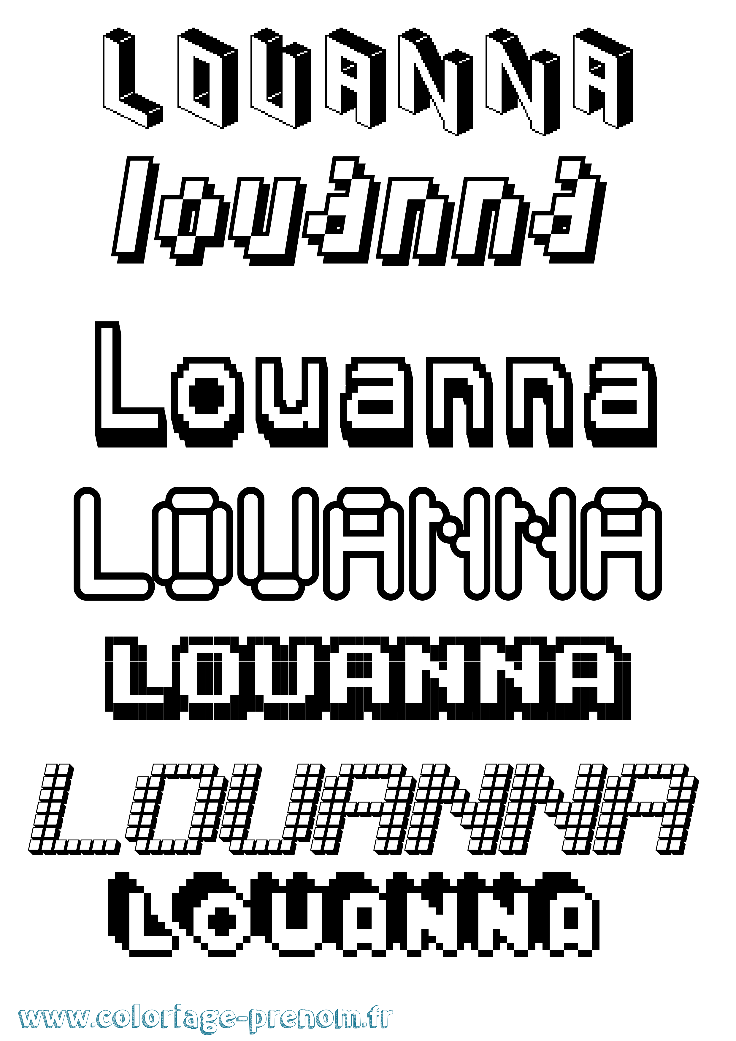 Coloriage Louanna Pixel Coloriage prénom Louanna Pixel