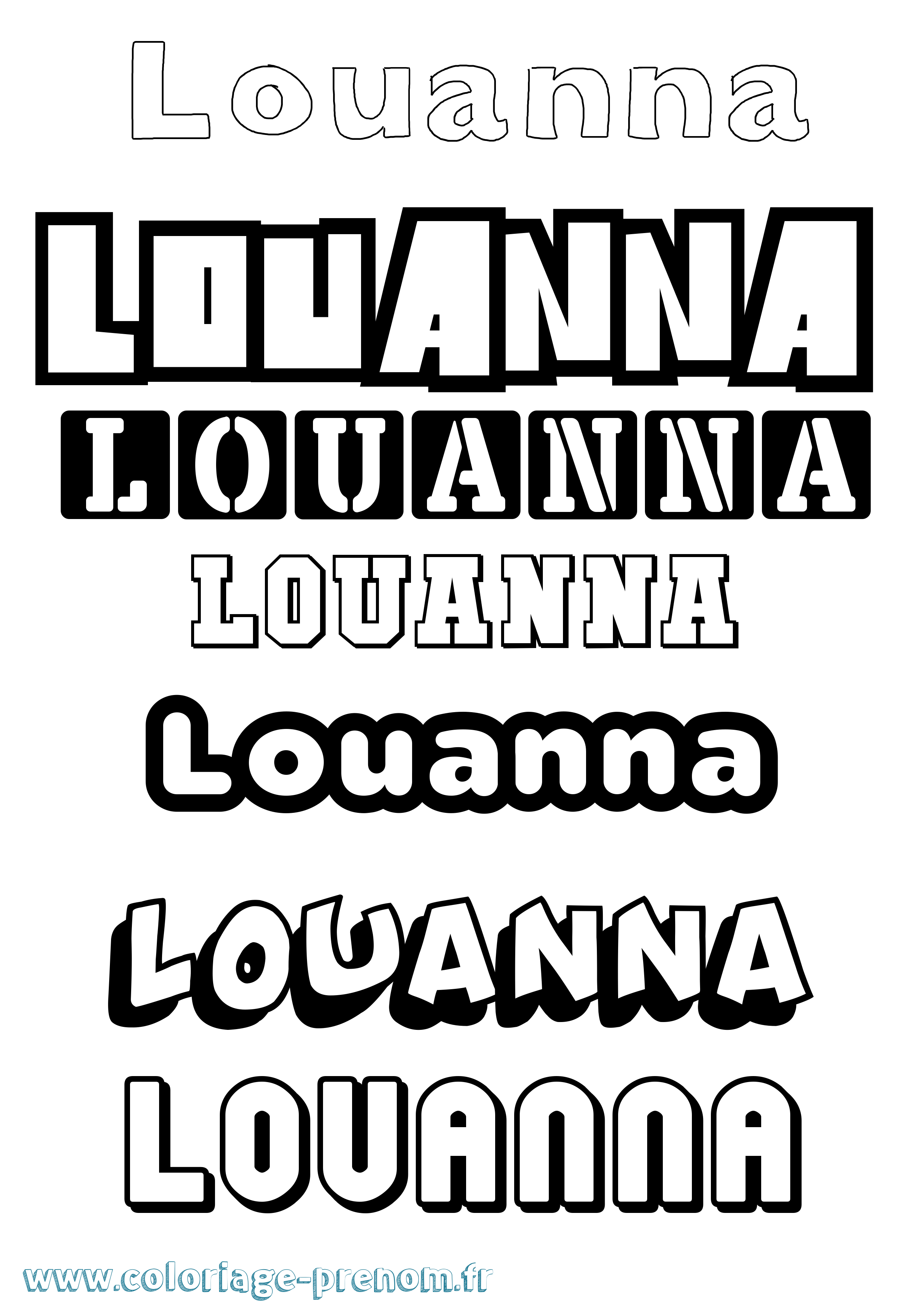 Coloriage Louanna Simple Coloriage prénom Louanna Simple