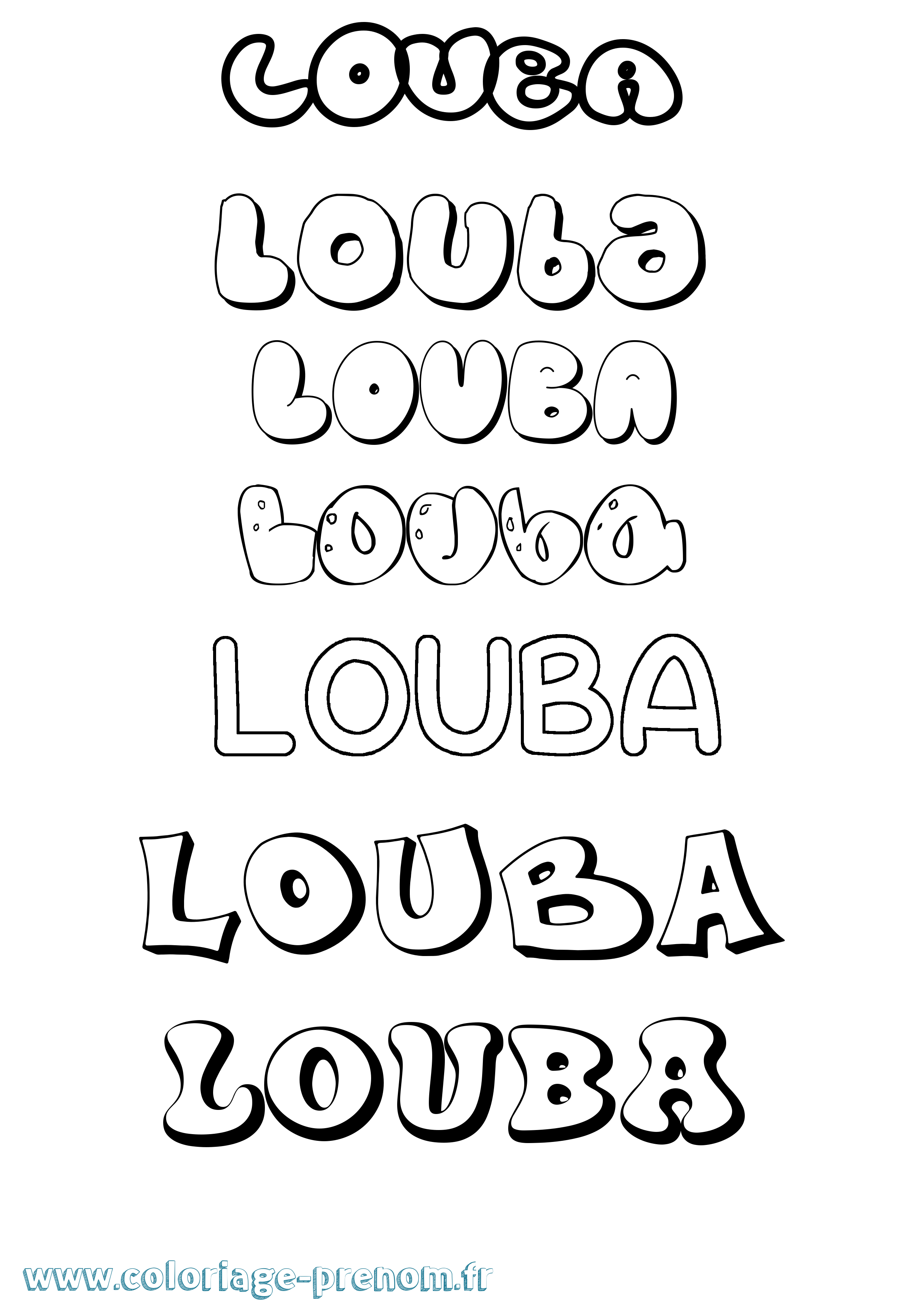 Coloriage Louba Bubble Coloriage prénom Louba Bubble