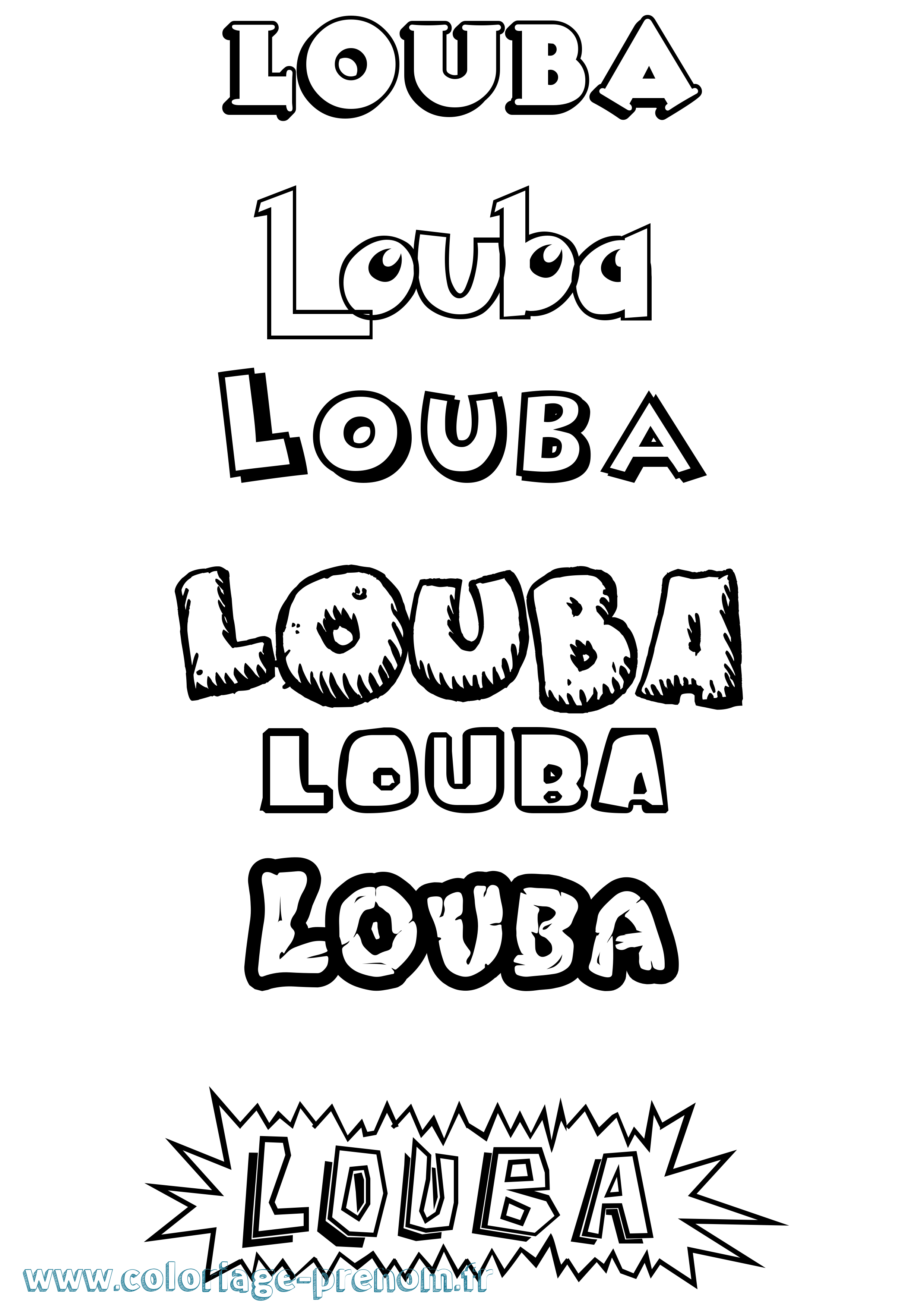 Coloriage Louba Dessin Animé Coloriage prénom Louba Dessin Animé