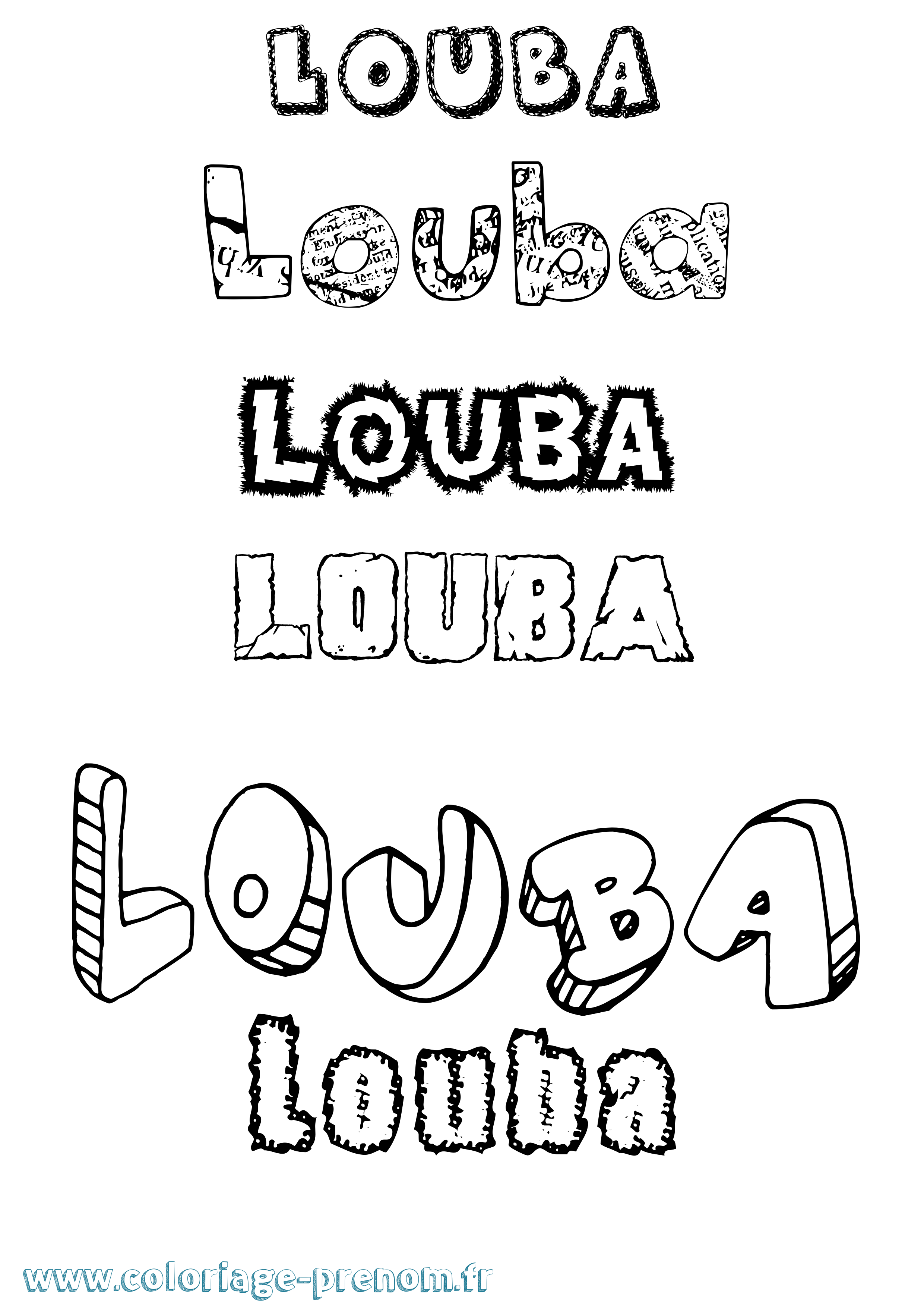 Coloriage Louba Destructuré Coloriage prénom Louba Destructuré
