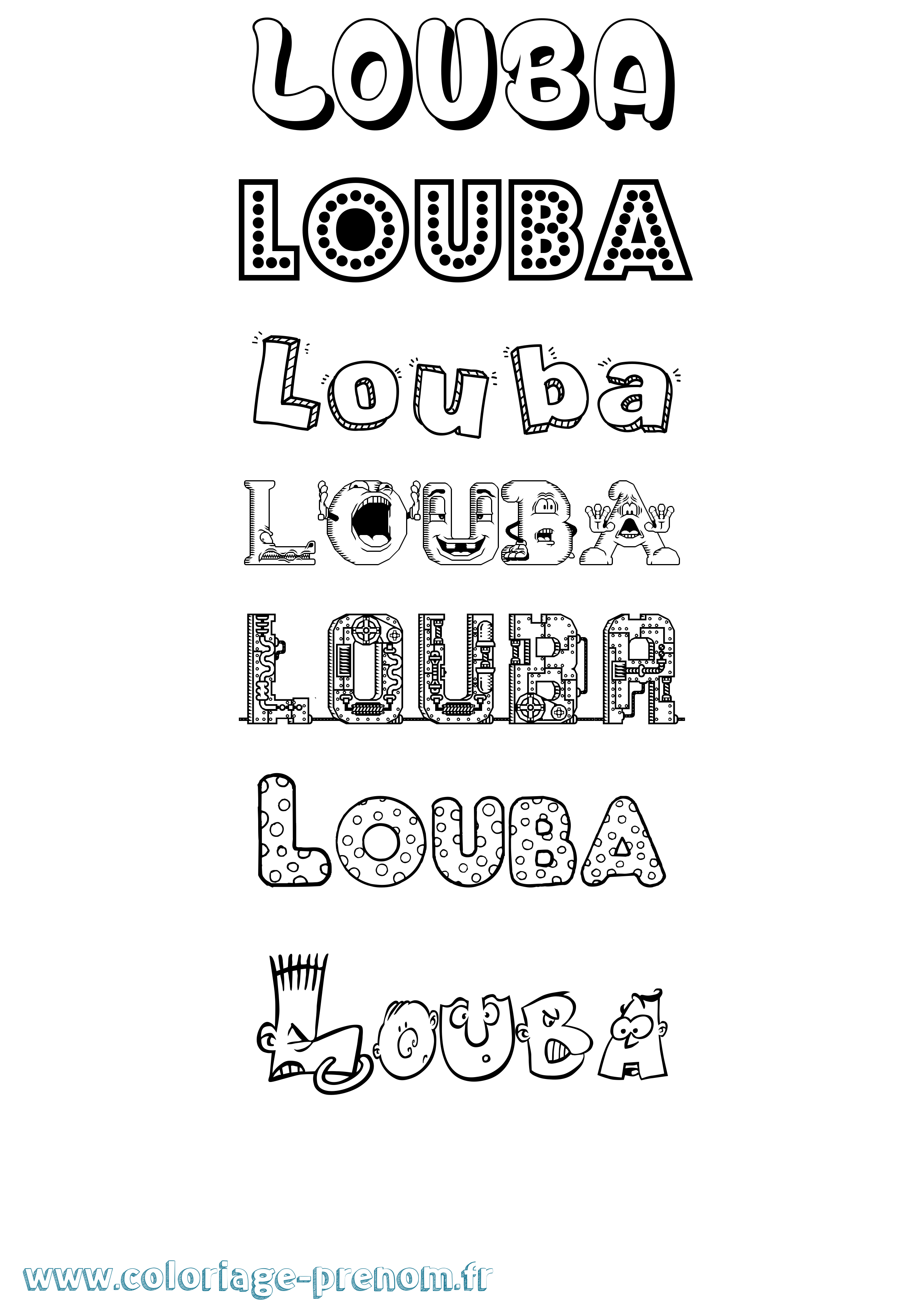 Coloriage Louba Fun Coloriage prénom Louba Fun
