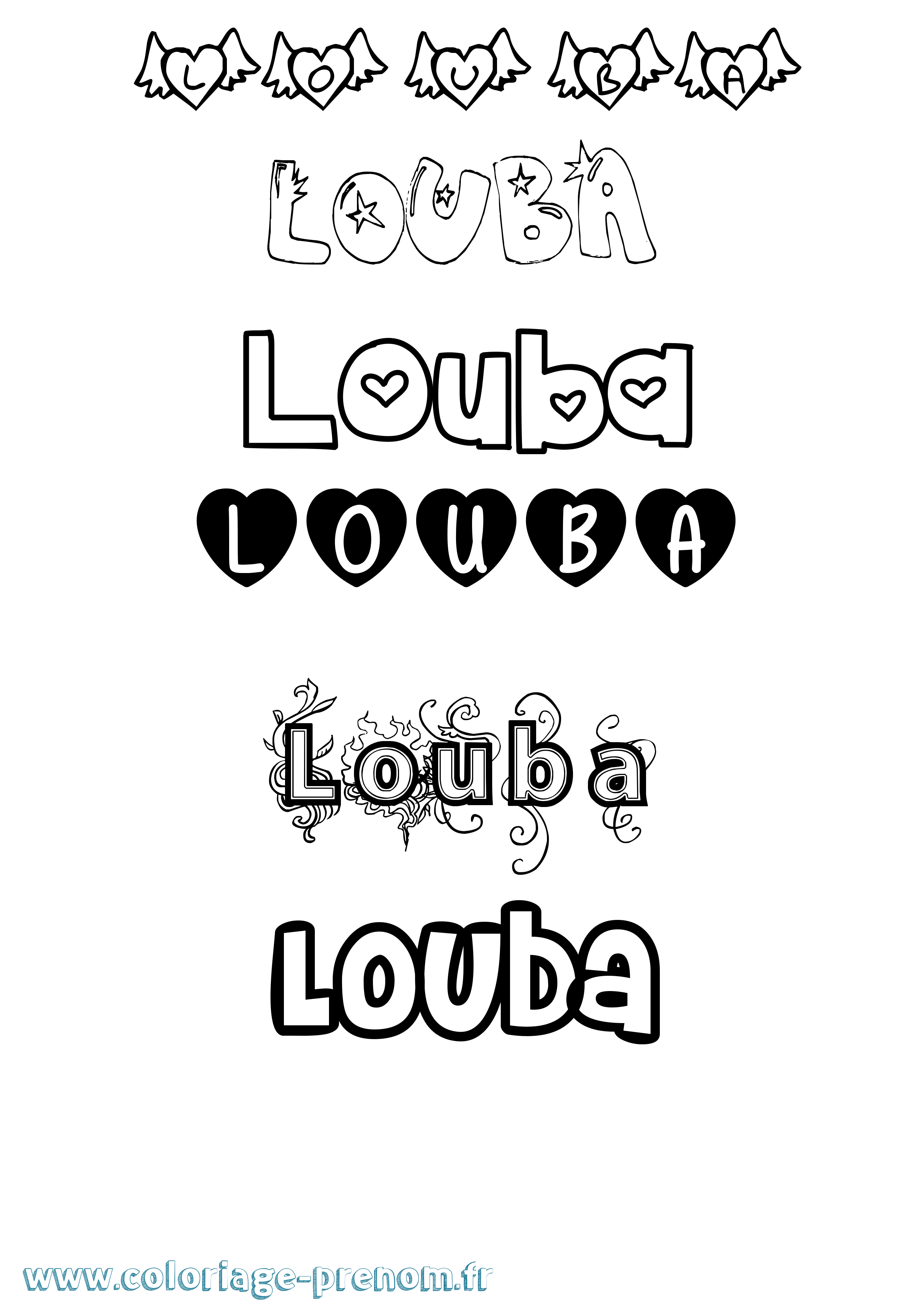 Coloriage Louba Girly Coloriage prénom Louba Girly