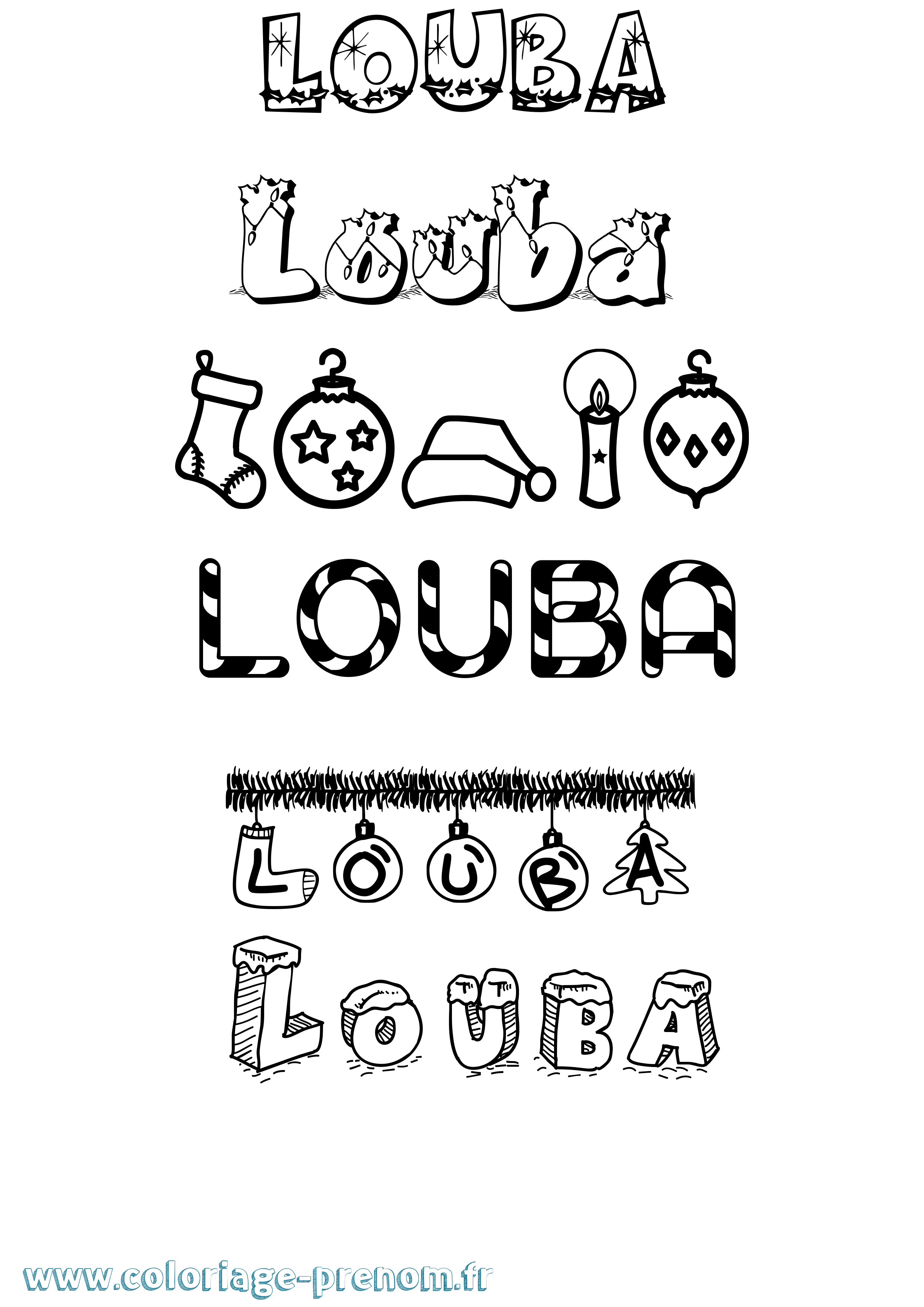 Coloriage Louba Noël Coloriage prénom Louba Noël